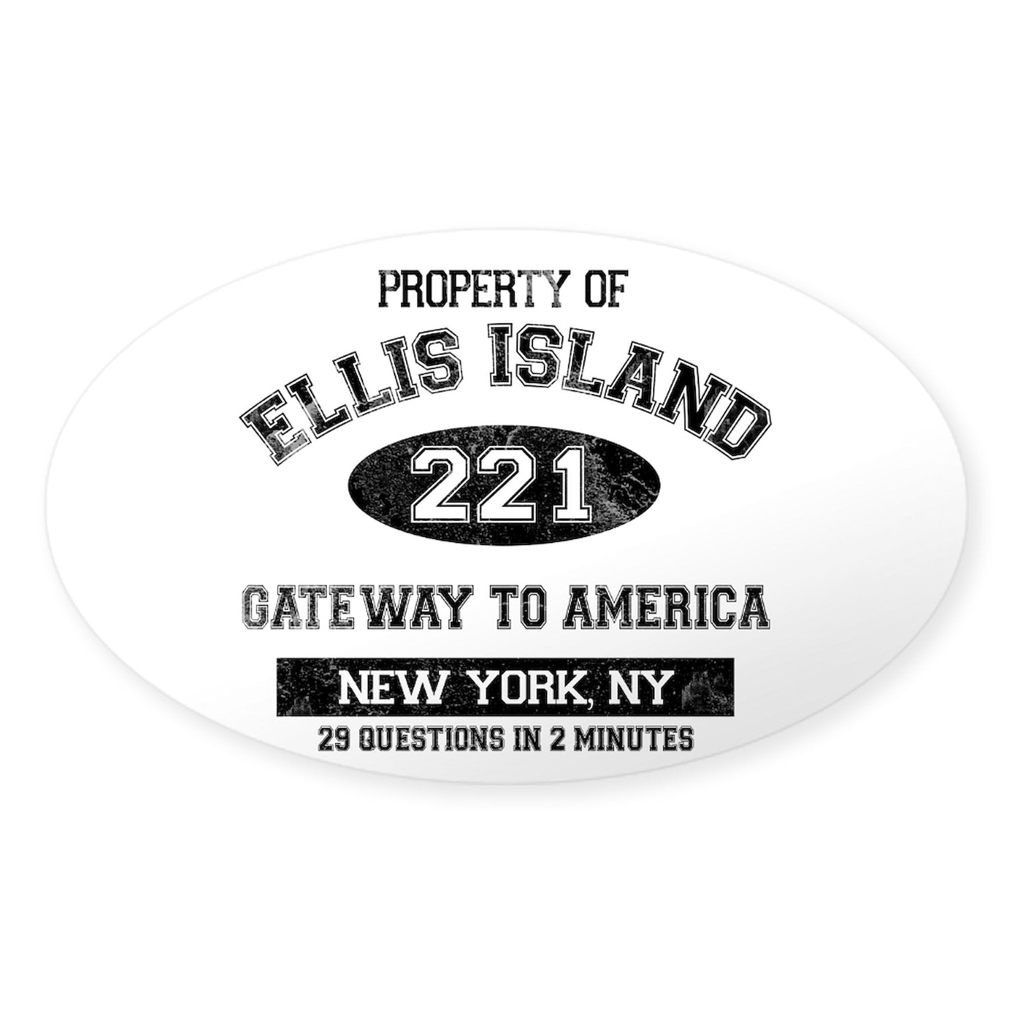 Ellis Island Oval Car Bumper Sticker - Patriotic American Decal for Cars, Trucks & Windows - Perfect for 4th of July, Veterans Day & Patriotic Events