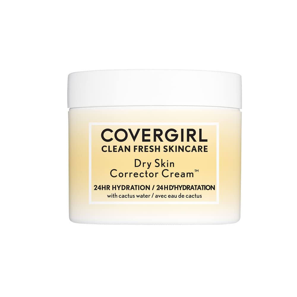 COVERGIRL Clean Fresh Skincare Dry Skin Corrector Cream - Hydrating Moisturizer for Dry & Sensitive Skin, Pack of 2 | Day & Night Use for Smooth, Glowing Complexion