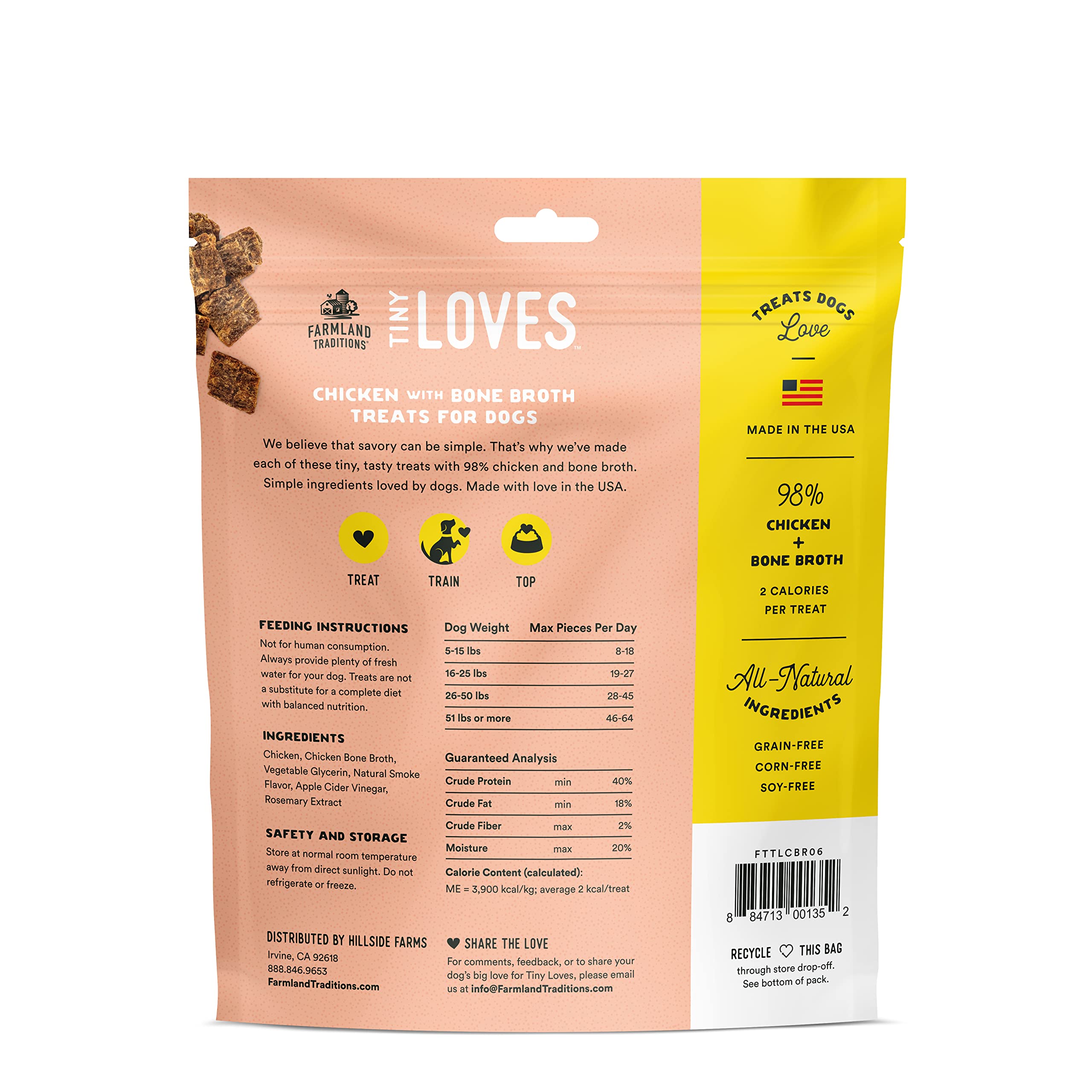 Farmland Traditions Tiny Loves Jerky Trainer Treats for Dogs with Bone Broth - Chicken Flavor, 6 oz | High-Protein Dog Training Snacks | Perfect for Obedience Training, Reward & Small Breeds