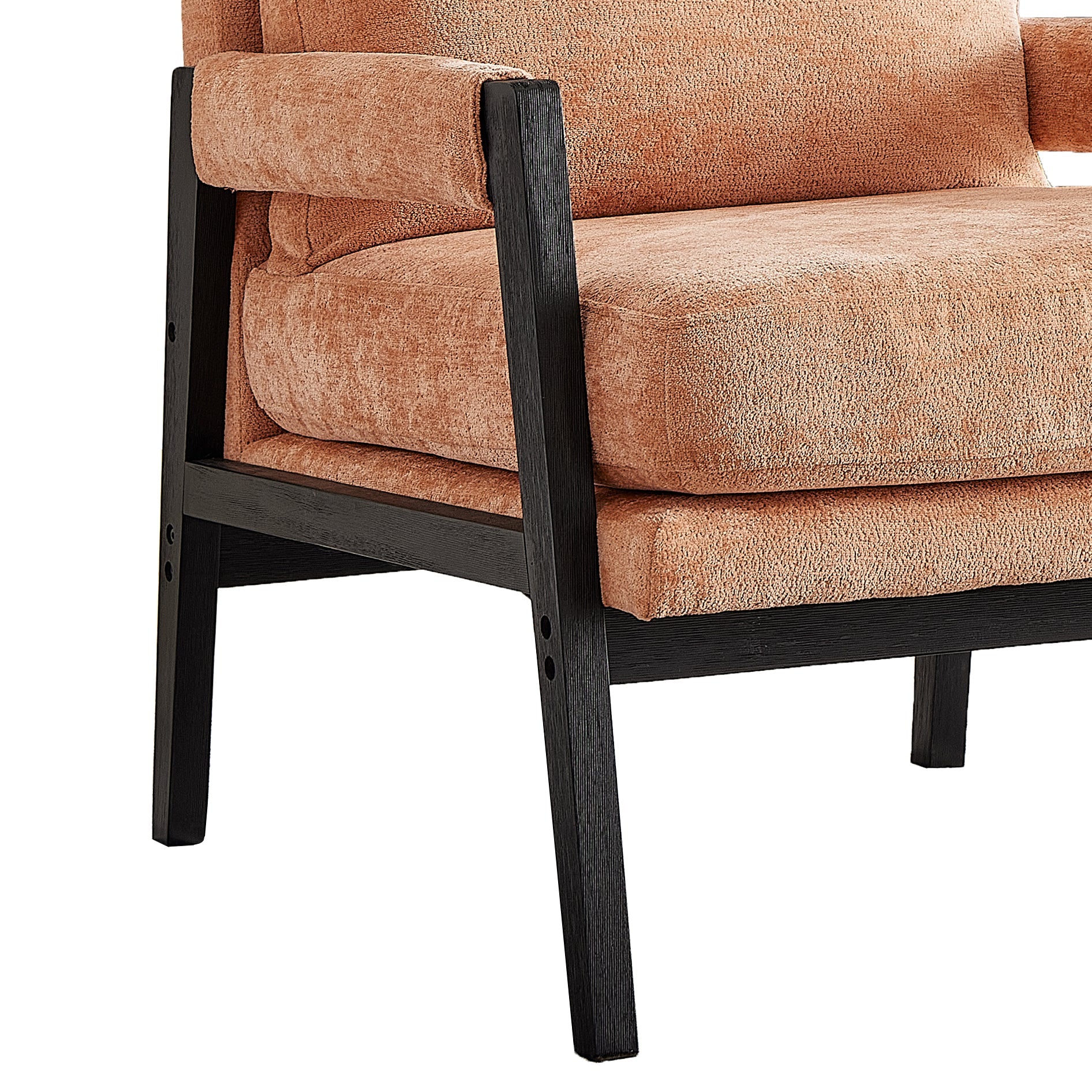 Roundhill Furniture Kelly Mid Century Modern Chenille Upholstered Accent Armchair - Stylish Living Room Chair for Home Office, Lounge & Reading Nook