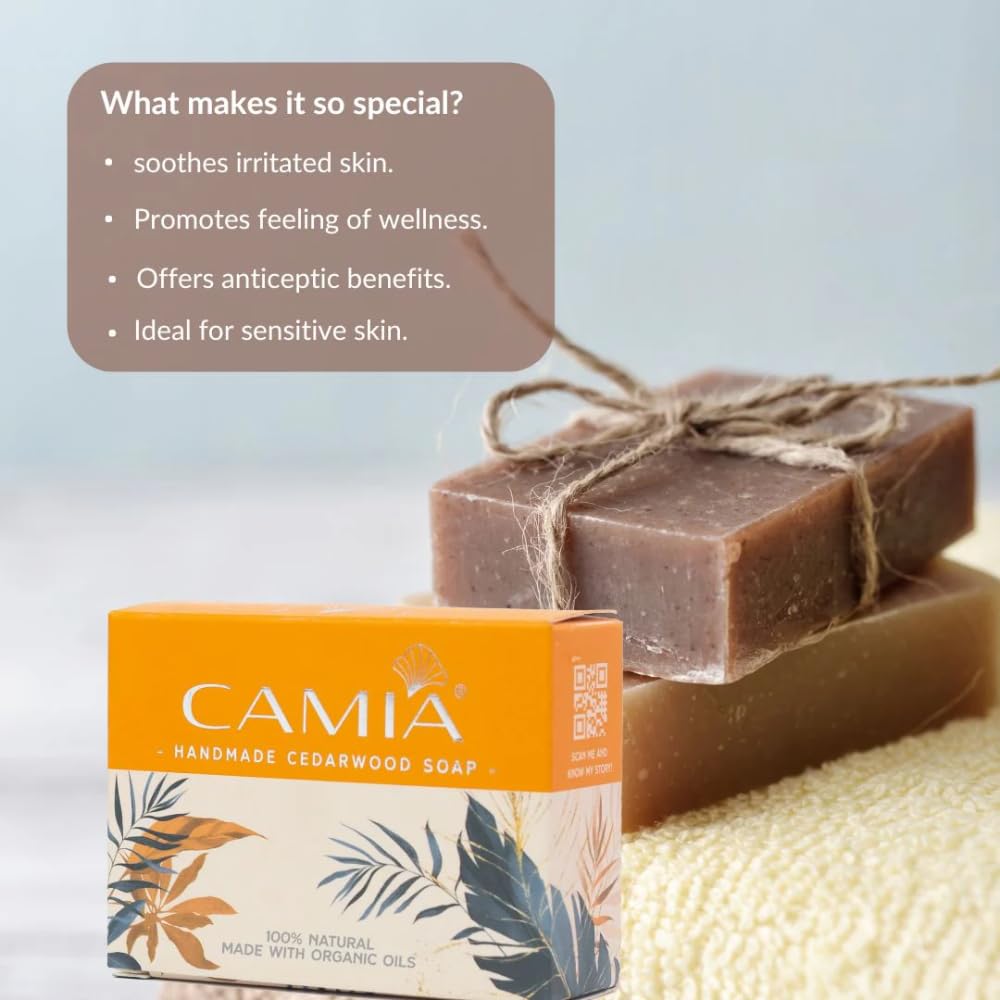 Handmade Organic Soap Bar - 100% Natural Lavender, Rosemary & Cedarwood Soap for Bath & Shower | Chemical-Free, Sulfate-Free, Plastic-Free | 125g (Pack of 3) | Perfect for Sensitive Skin, Spa Day, Eco-Friendly Gifts & Relaxing Aromatherapy