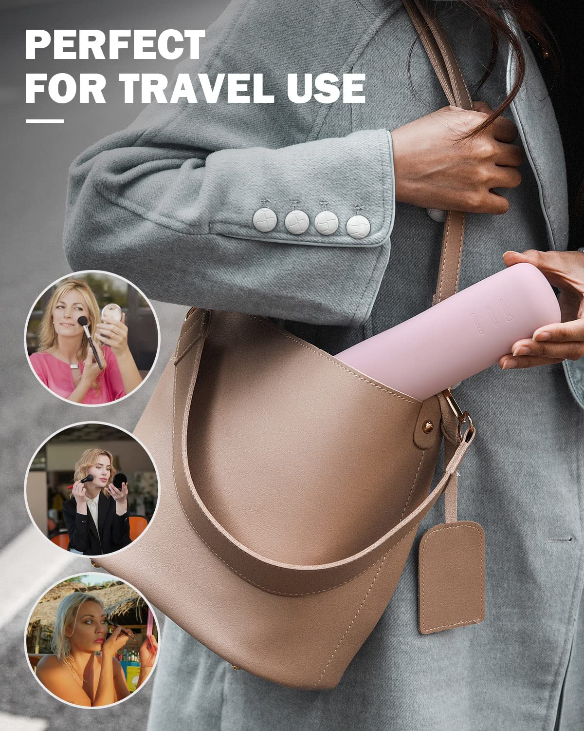 BEZOX Travel Makeup Brush Holder - Silicone Magnetic Closure Makeup Brush Case, Compact Waterproof Cosmetic Brush Bag for Women - Pink | Perfect for Travel, Gym & Daily Organization
