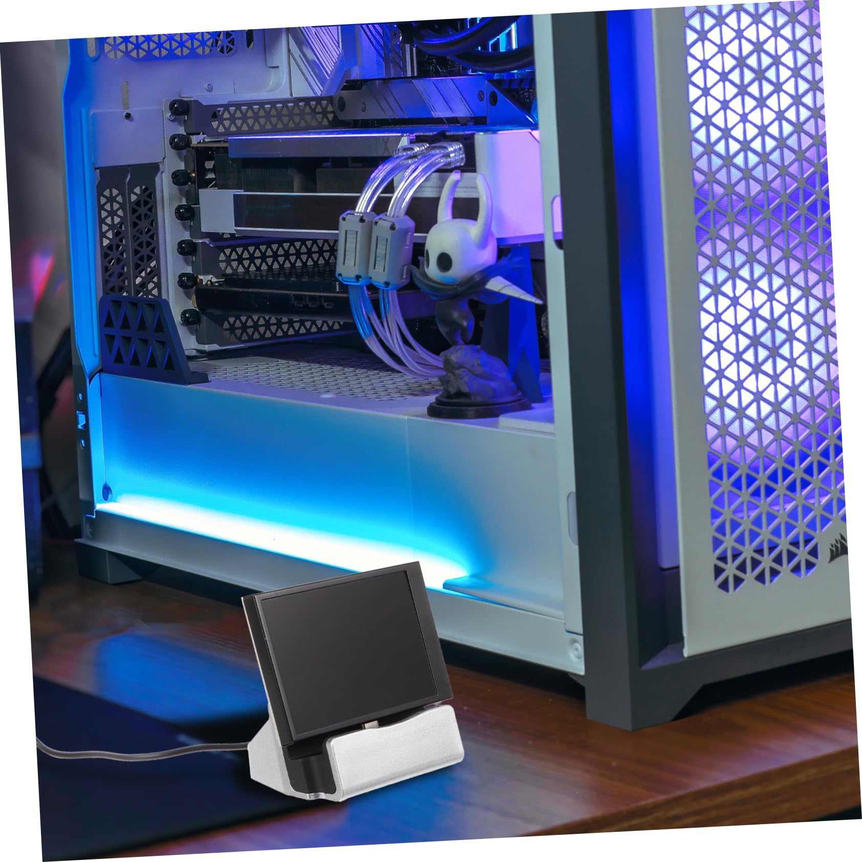 OSALADI Mini LCD Monitor - Secondary PC Screen for Computer Case, Temperature & RAM Data Display - Compact Rubber-Backed Display for Gaming Rigs, Workstations & Home Office Setups