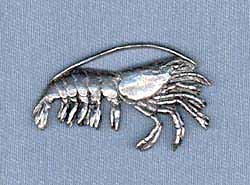 Handcrafted USA-Made Shrimp Pewter Lapel Pin Brooch - Elegant Accessory for Suits, Blazers & Formal Occasions