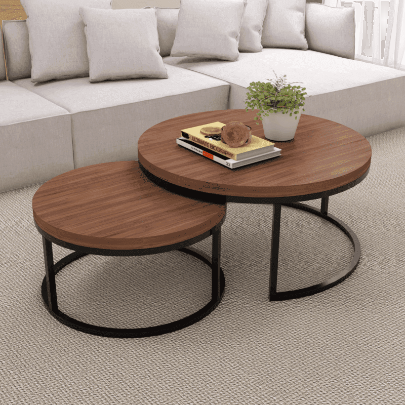 Maxine Wooden Nesting Tables Set of 3 - Modern Stackable Side Tables for Living Room, Bedroom & Small Spaces - Space Saving End Tables with Natural Wood Finish