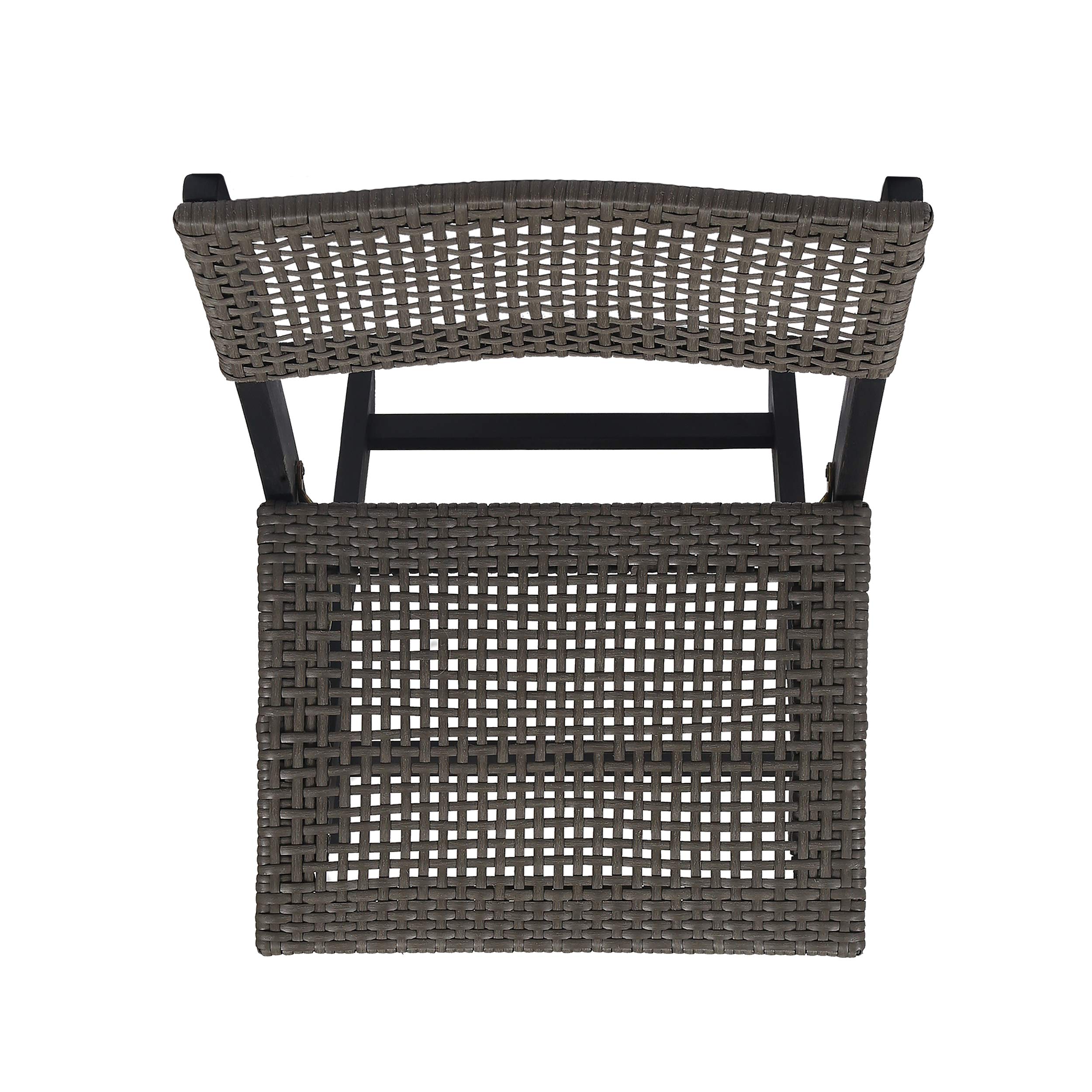 Premium Outdoor Acacia Wood Foldable Bistro Chairs with Wicker Seating (Set of 4) - Dark Gray Finish & Brown Wicker - Perfect for Patio, Garden, Cafe, and Restaurant Dining
