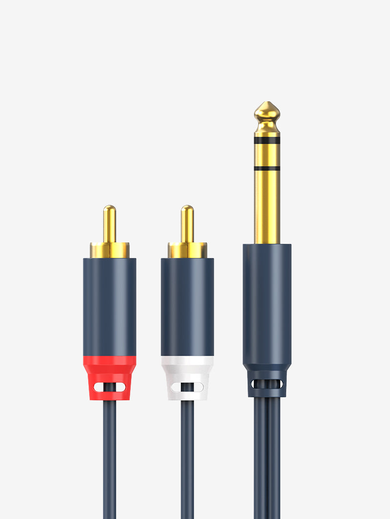 6.35mm (1/4 Inch) Stereo Jack to Dual RCA Audio Cable - High Quality Gold Plated Connectors for Home Theater, DJ Equipment & Audio Systems