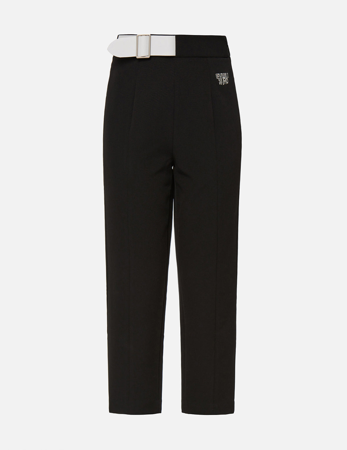 Stylish Women's Partial Leather Buckle Belt Cropped Straight Leg Pants - Fashionable High Waist Trousers for Office, Casual & Night Out