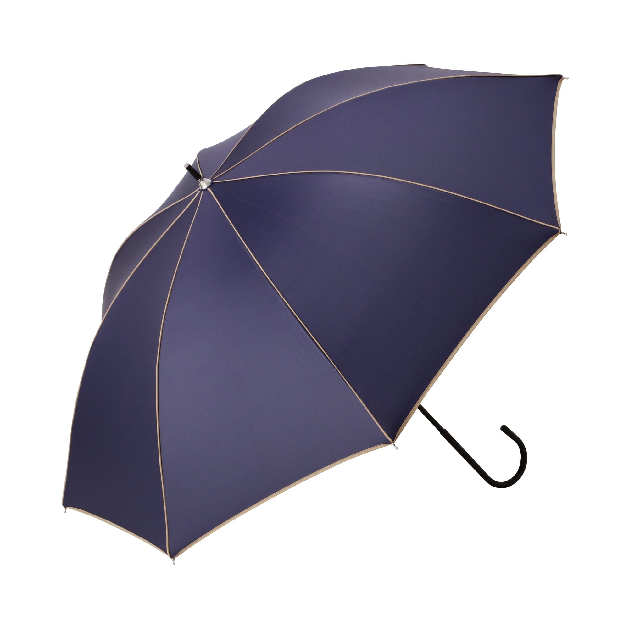 50cm Navy Blackout Piping Long Umbrella - Windproof & Waterproof for Outdoor, Travel, and Daily Commute