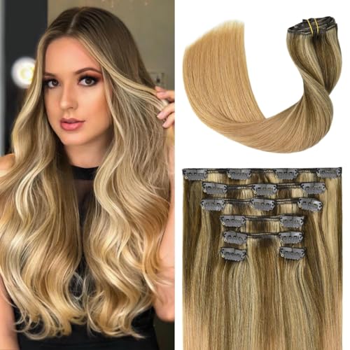 #4P10T27 Medium Brown Mixed Golden Brown to Honey Blonde
