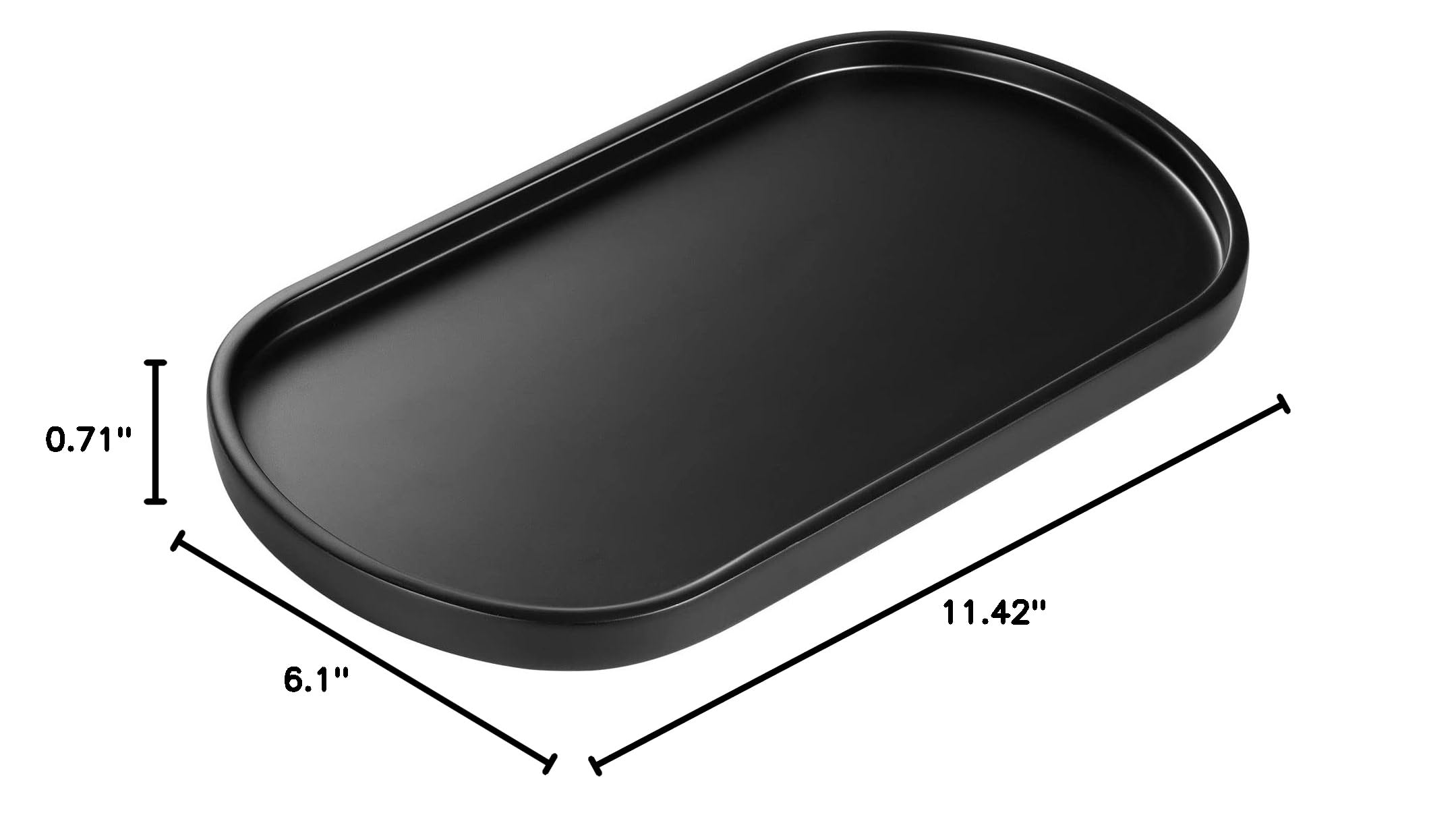Luxspire Oval Bathroom Vanity Tray - Handmade Resin Soap Dispenser & Jewelry Organizer - Matte Black Marble Countertop Tray for Bathroom, Kitchen & Toilet Tank - Perfect for Perfume Display, Jewelry Storage & Home Decor