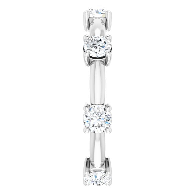 1.17 Carat Round Diamond Eternity Band Stackable Ring - 14K White Gold Wedding Anniversary Gift for Her, Perfect for Bridal Stacking & Special Occasions