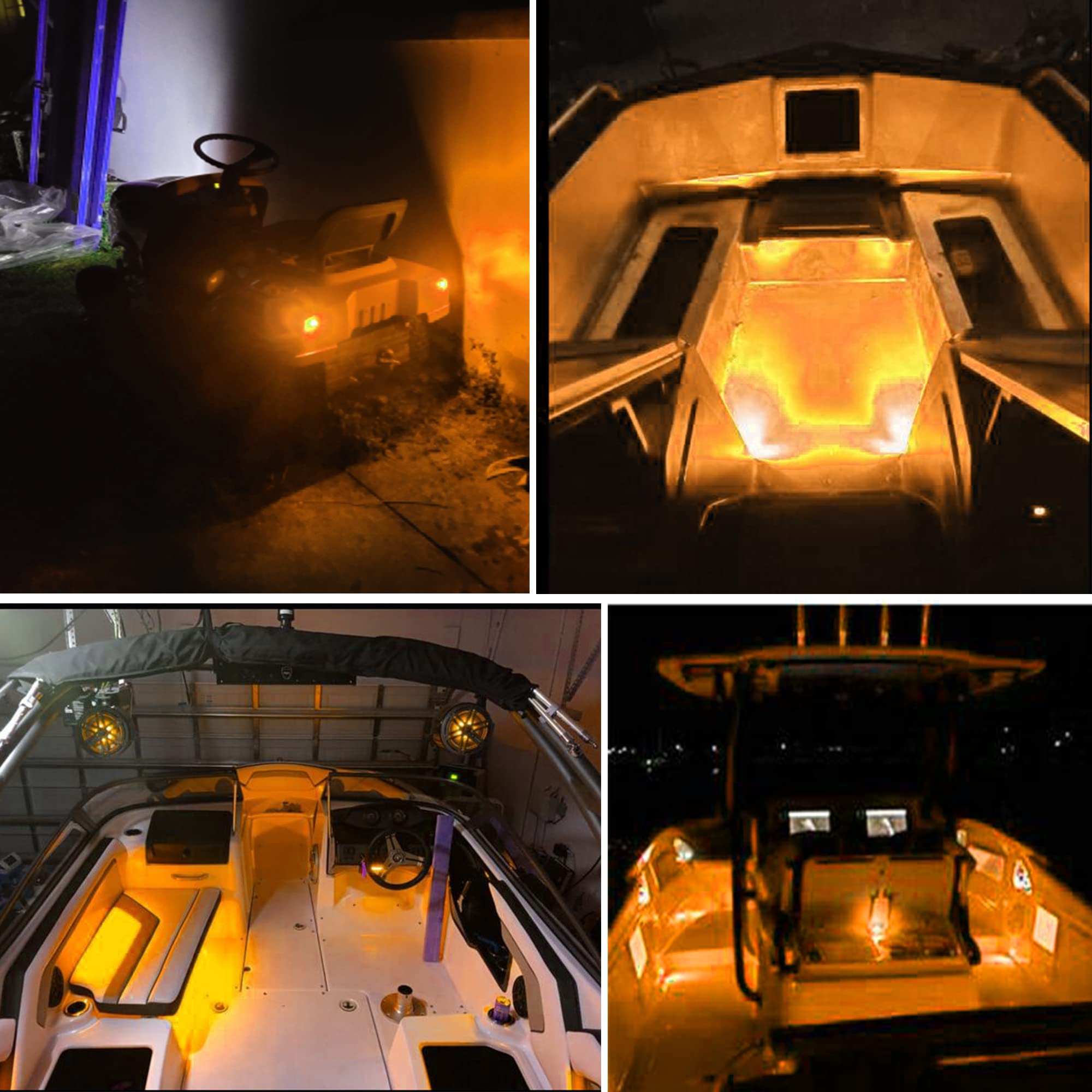2PC 12V Waterproof LED Boat Navigation Lights - 3in Amber Round Marine Deck & Transom Mount Lights for Boats, Yachts, Kayaks - Perfect for Night Cruising, Fishing & Water Safety