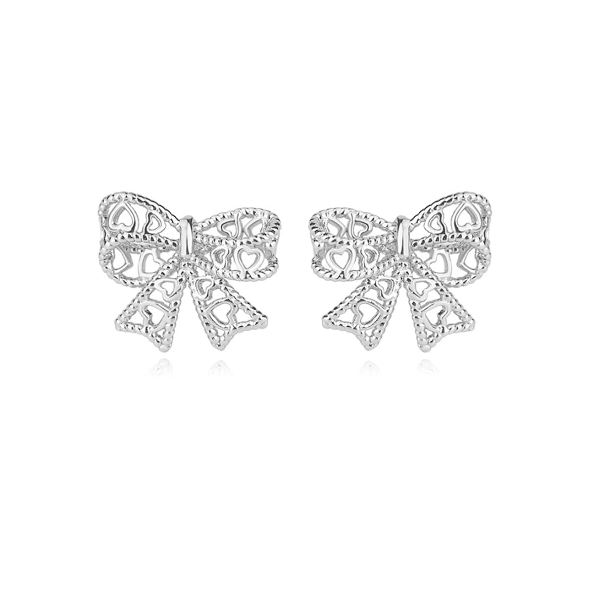 Reffeer Solid 925 Sterling Silver Bow Stud Earrings for Women & Teens - Elegant Ribbon Bowknot Earrings for Daily Wear, Gift Giving & Special Occasions