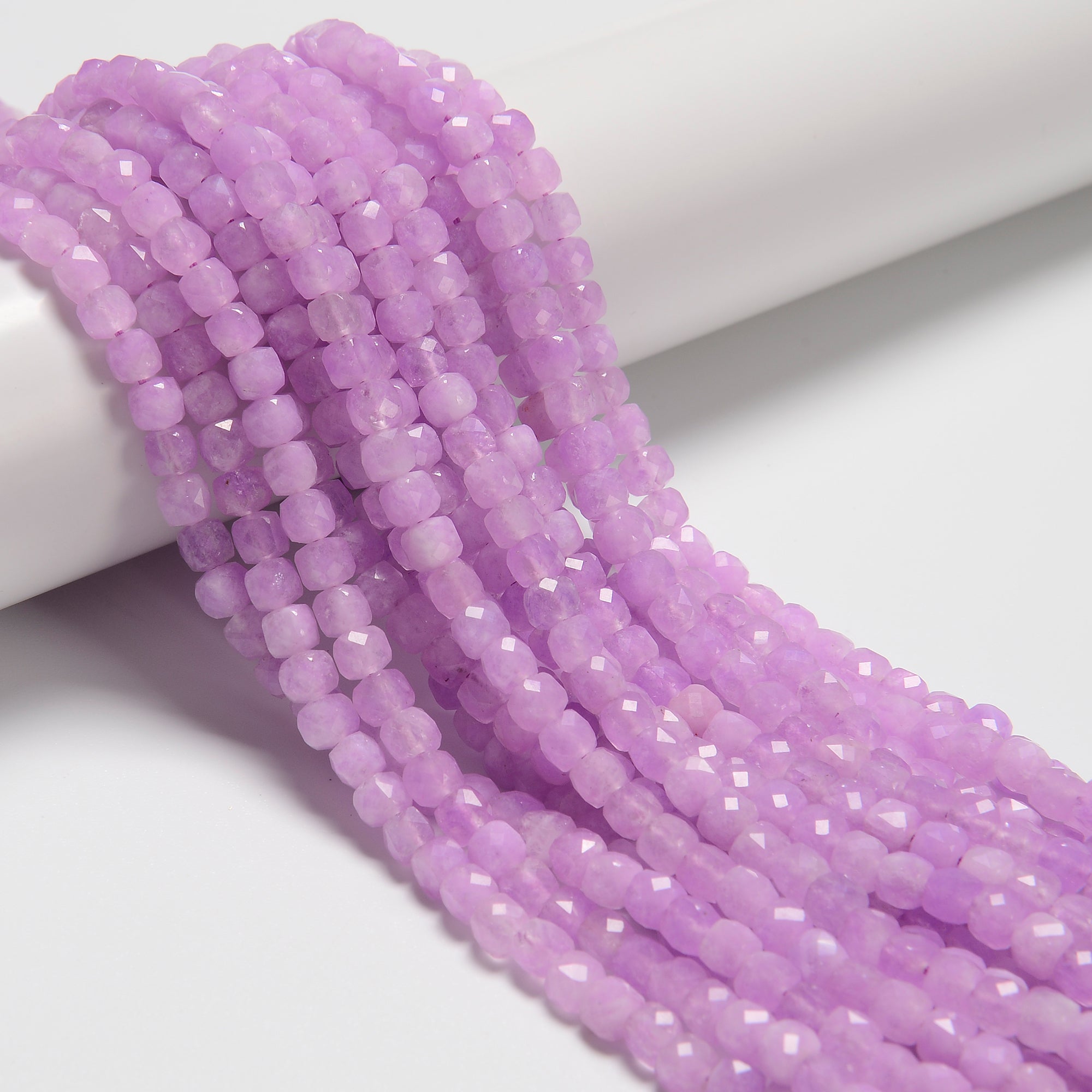 Natural Kunzite Faceted Cube Beads 5-6mm | 15.5 Inch Strand for Jewelry Making, DIY Bracelets & Necklaces | Healing Crystal Beads for Meditation & Energy Work