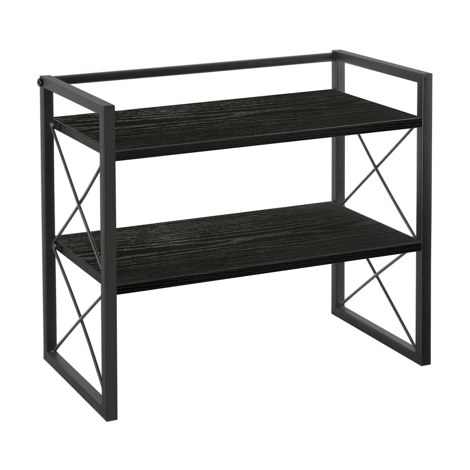 YINMIT 2-Tier Wooden Desktop Shelf Organizer - Black Office Desk Storage Rack & Freestanding Display Shelf for Home, Dorm, Workspace | Perfect for Organizing Books, Supplies & Decor