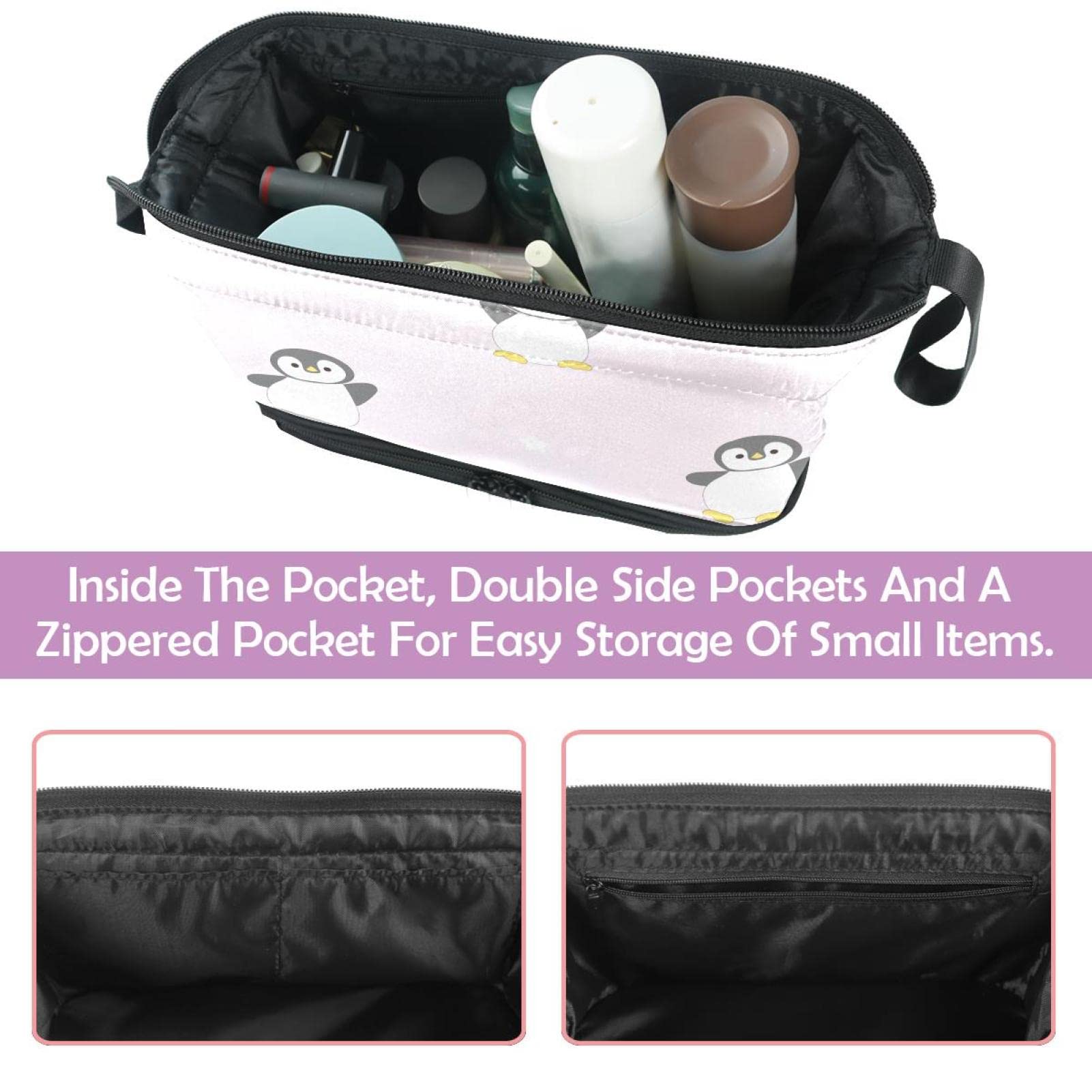 Double Layer Penguin Makeup Bag for Women - Travel & Toiletries Organizer