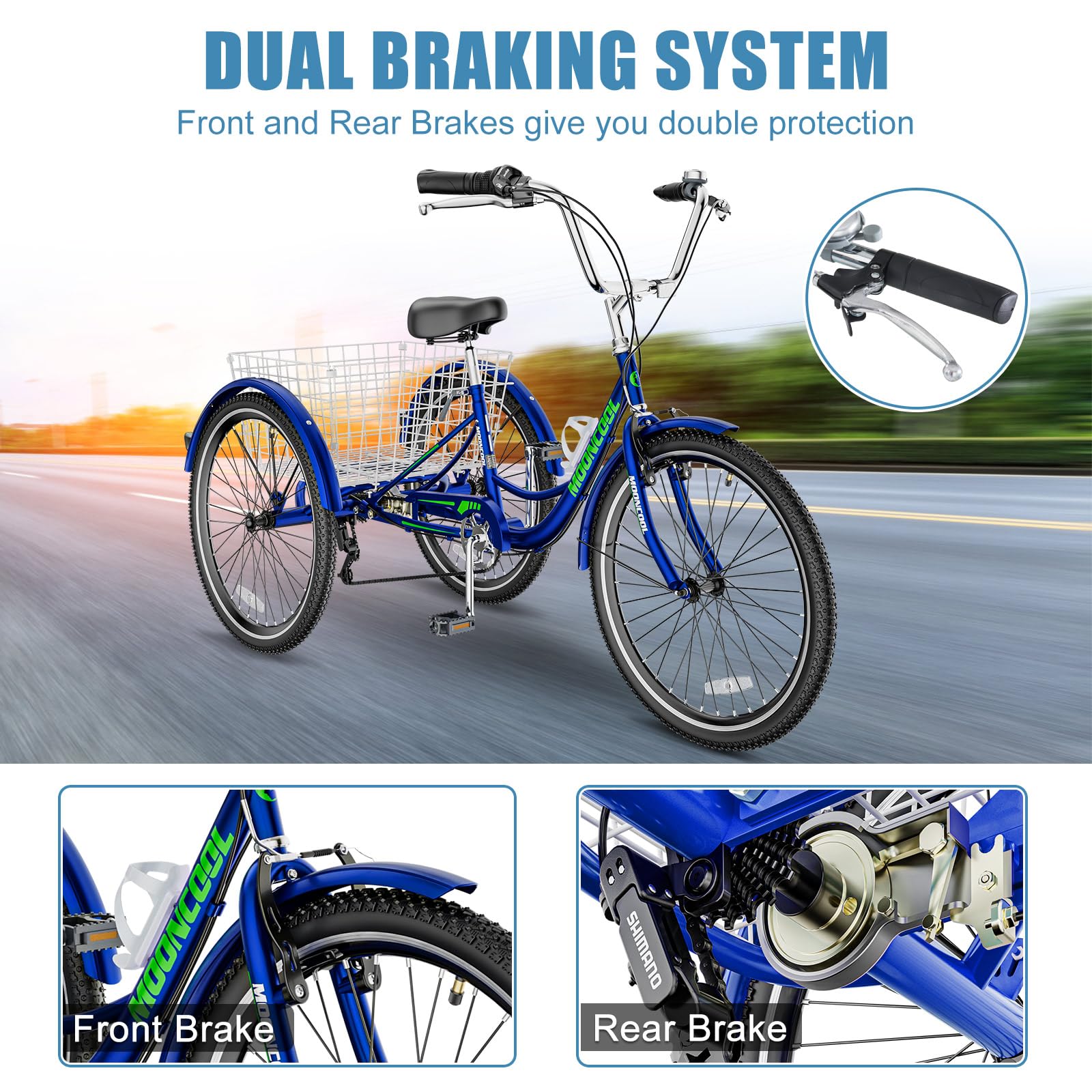 **DoCred Adult Tricycles - 7 Speed 3 Wheel Bikes for Seniors, Women & Men - 20/24/26 Inch Cruise Trike with Shopping Basket - Perfect for Grocery Shopping, Leisure Rides & Outdoor Exercise**