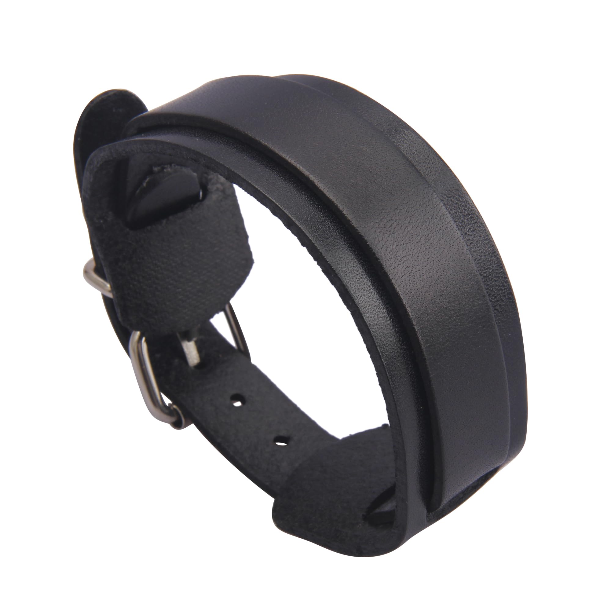 Men's & Women's Black Leather Bracelet - Punk Style Wrist Cuffs & Arm Bands for Casual Wear, Parties & Gothic Fashion Accessories