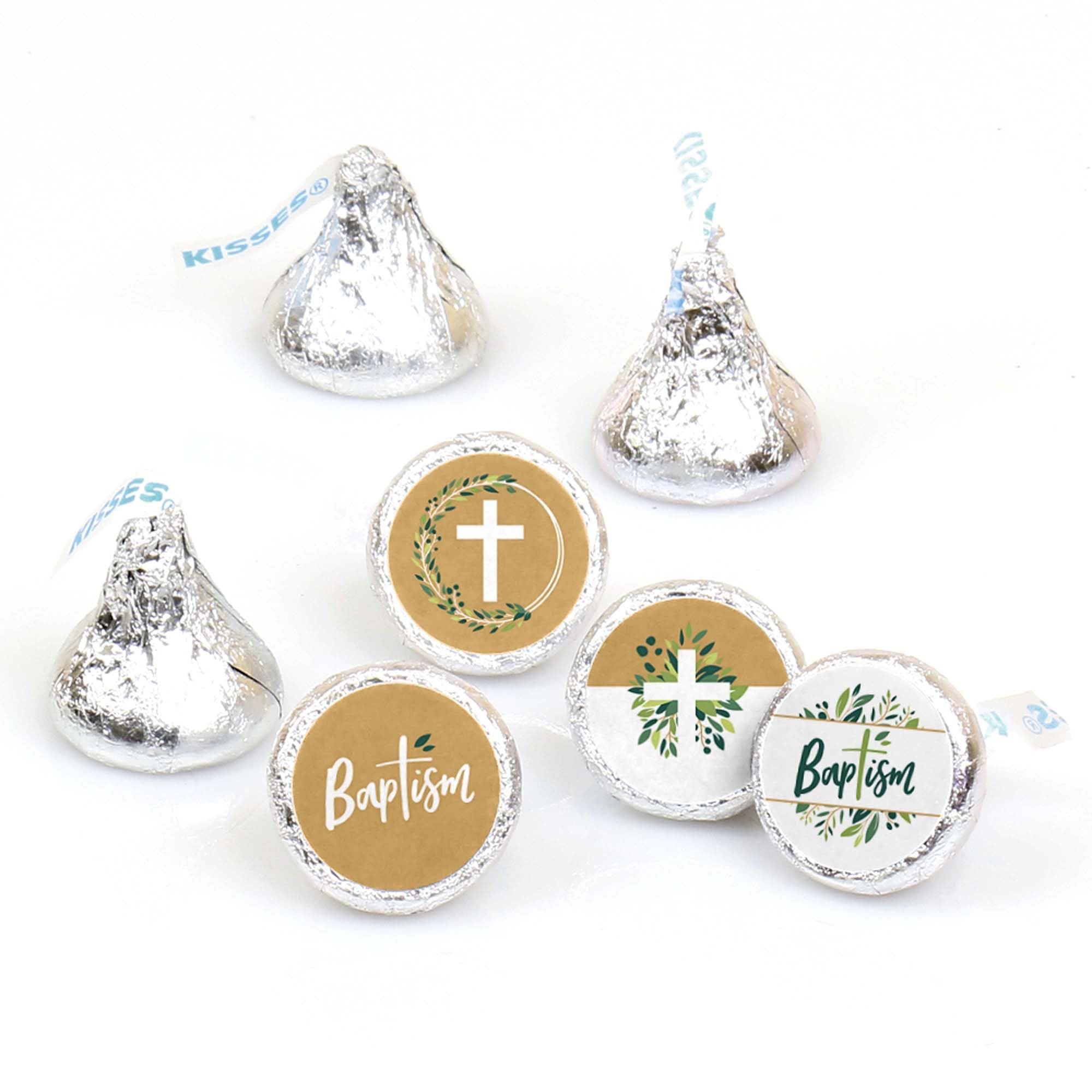 Elegant Cross Baptism Candy Stickers - 108 Religious Party Favors for Chocolate & Treats - Perfect for Baptism Celebrations, Sunday School Rewards & Christian Events