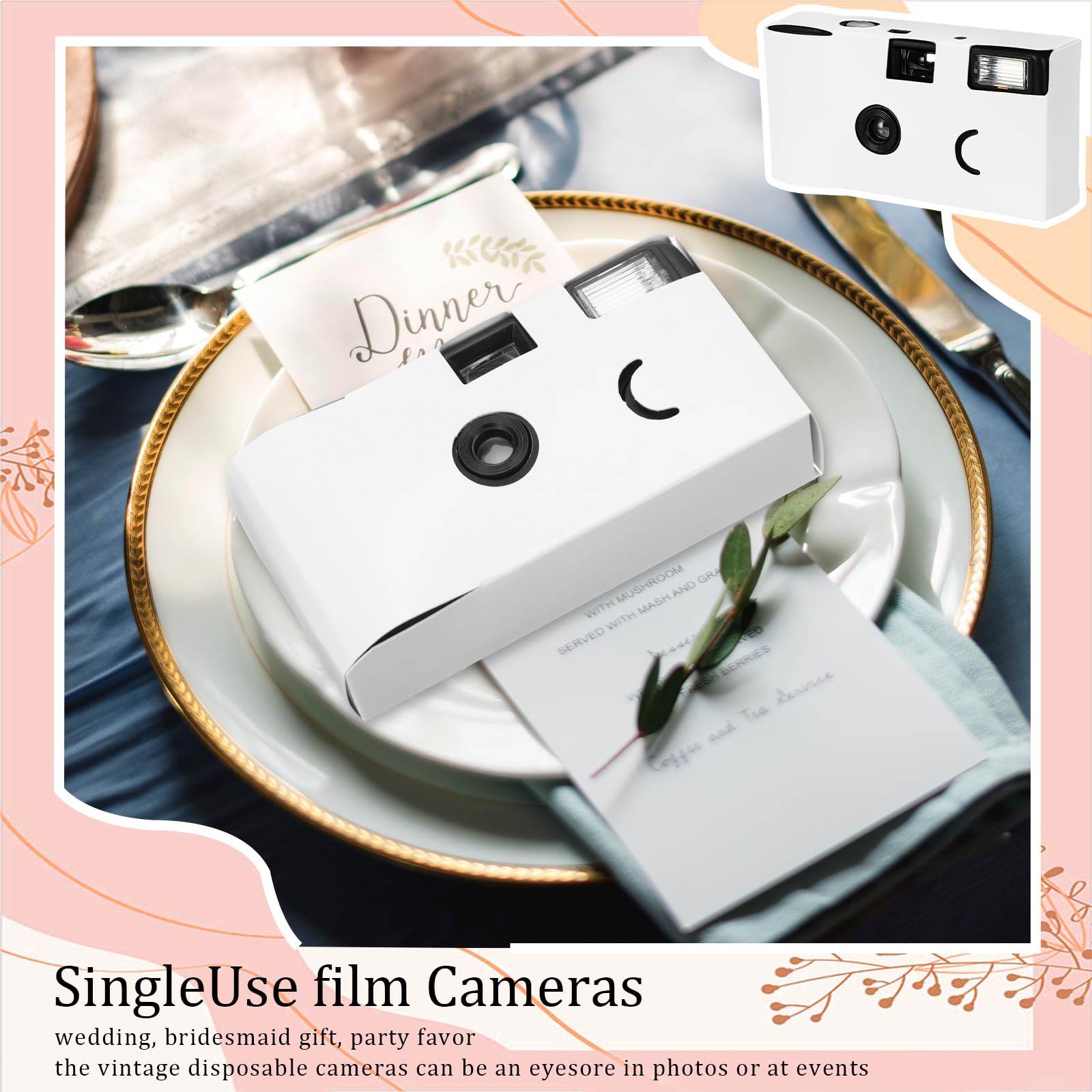 Kanayu 14-Pack DIY Disposable Cameras Bulk - White Single Use 35mm Film Camera with ISO 400 & Bright Flash for Weddings, Baby Showers, Birthdays, Anniversaries | Vintage Style Easy-to-Use Disposable Cameras for Parties, Travel, Graduations & Special Events