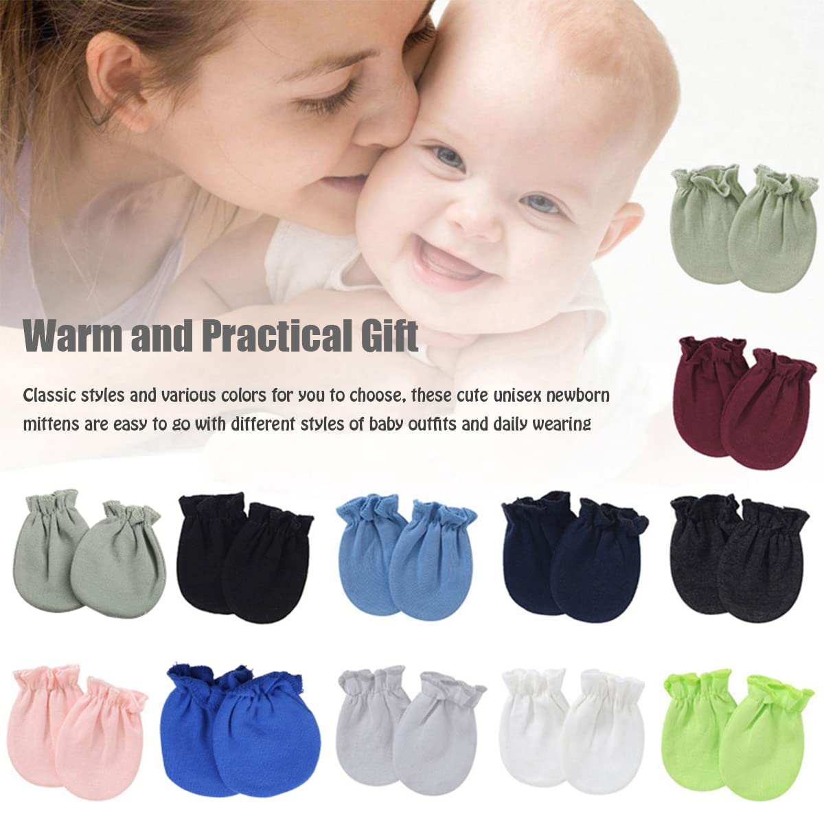 Soft Newborn Baby Mittens - No-Scratch Infant Gloves for Boys & Girls (Set of 6) | Perfect for Sleeping, Nursing & Protecting Delicate Skin