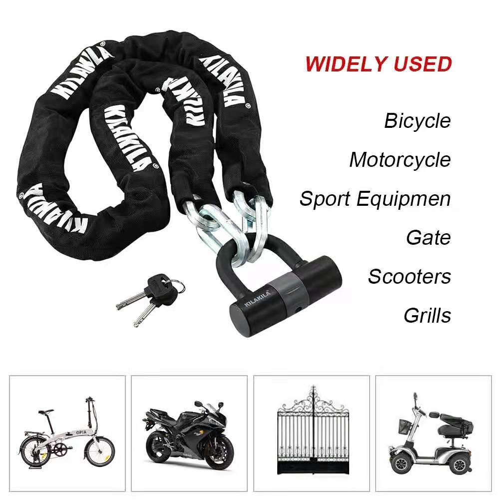Heavy Duty 10mm Security Chain Lock with 16mm U Lock - Bicycle & Motorcycle Anti-Theft Protection for Outdoor Parking, Commuting, and Travel Safety