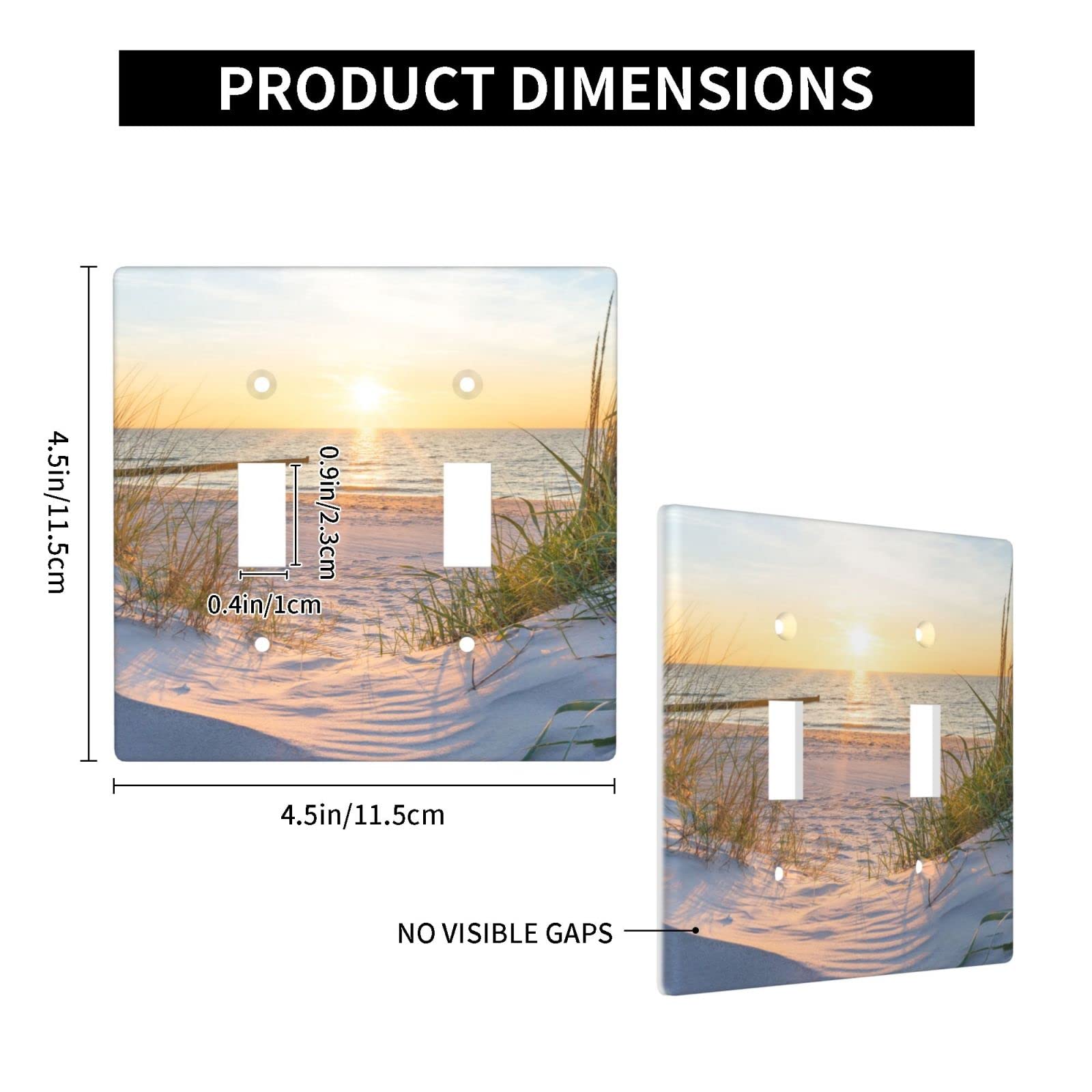 Ocean Beach Themed 2 Gang Light Switch Cover - Decorative Double Toggle Wall Plate, Standard Size Faceplate for Home & Office Decor - Perfect for Coastal, Beach House, and Nautical Theme Rooms
