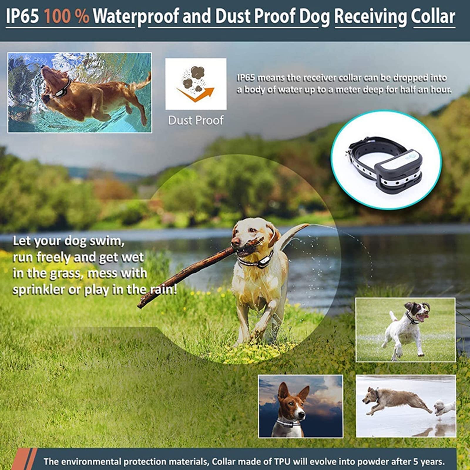 Wireless Dog Fence System - Adjustable 100-990 ft Range Electric Pet Fence with Training Collar & Remote | Waterproof, Rechargeable, Safe Containment for Dogs | Perfect for Backyards, Large Properties & Dog Training