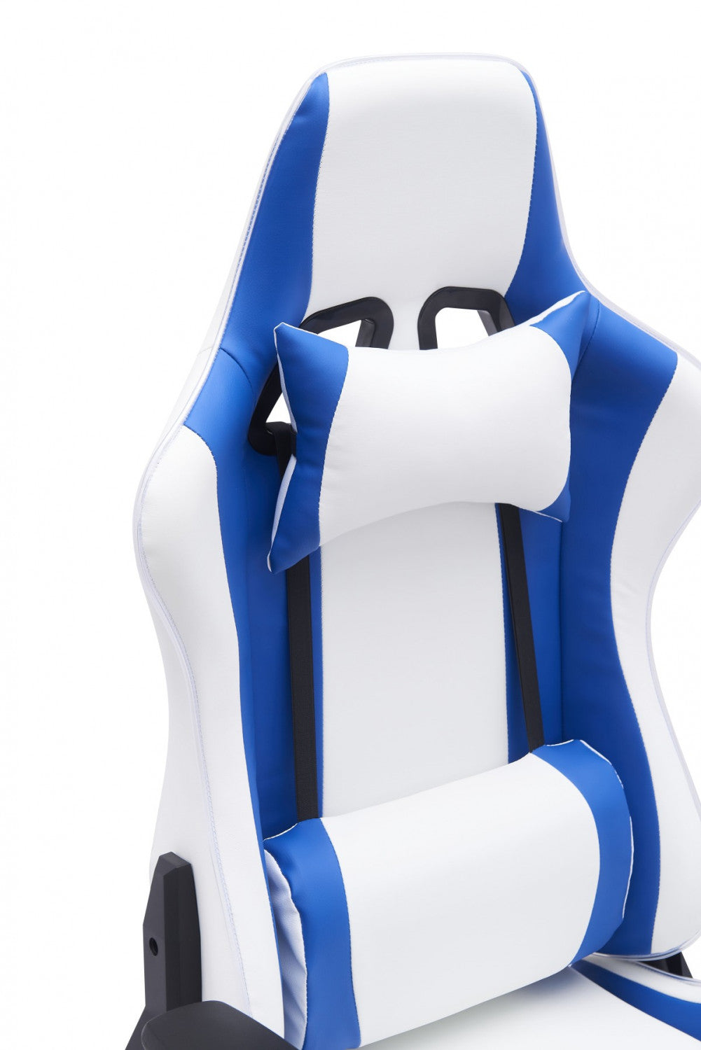 Thrine Ergonomic Gaming Chair with Lumbar Support - Adjustable Height & Reclining Back, White & Blue - Perfect for PC Gaming, Office Work, and Home Entertainment