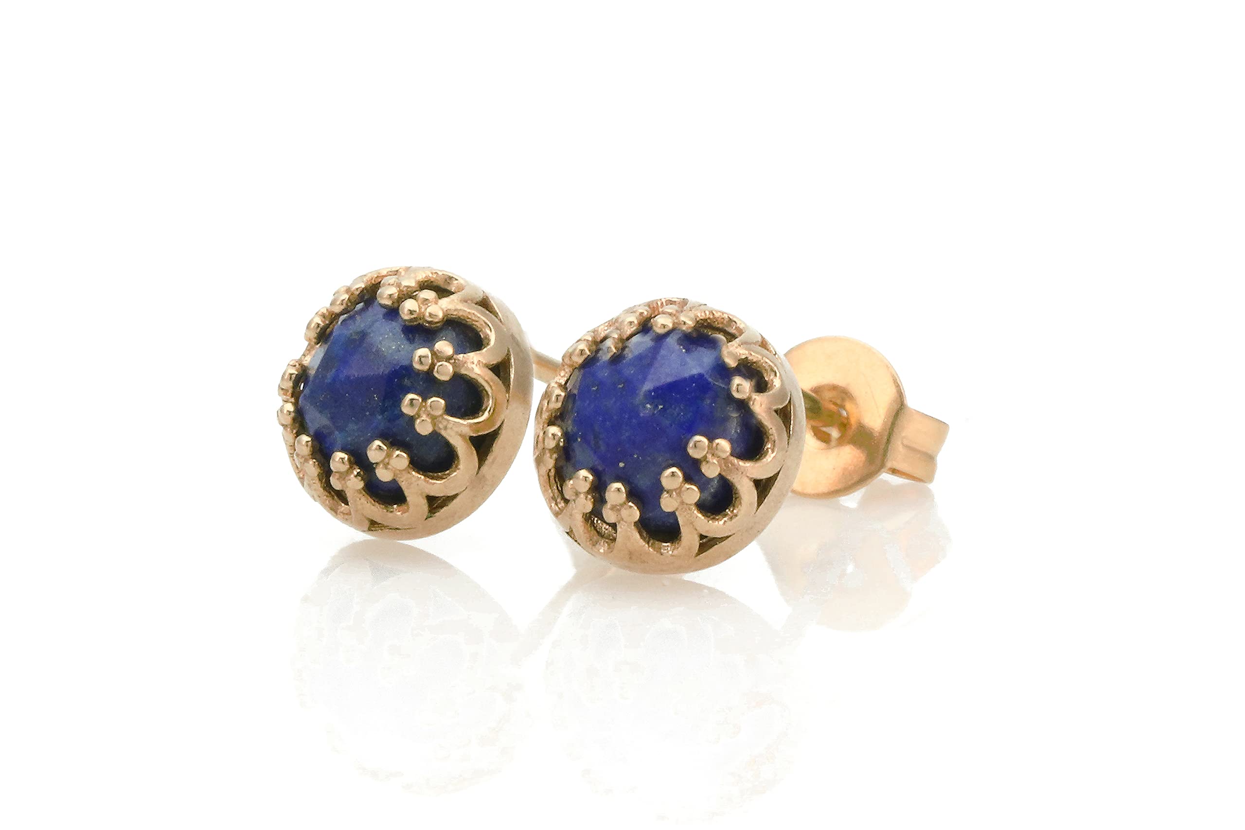 Lapis Lazuli Stud Earrings for Women - Natural Gemstone Fashion Jewelry - Customizable Earrings with Gift Box - Perfect Gift for Her, Birthday, Anniversary & Special Occasions