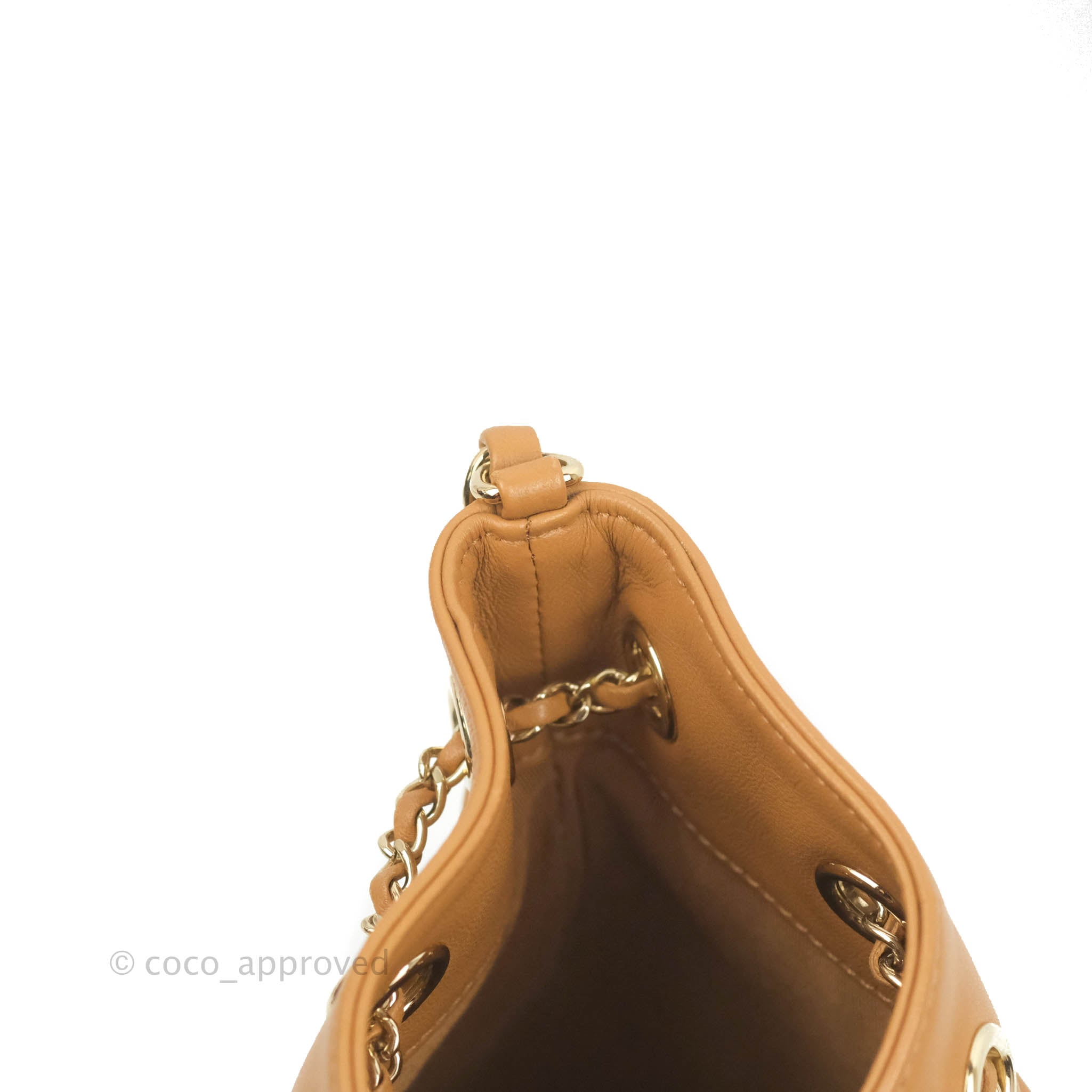 Chanel Chevron Bucket Drawstring Bag in Caramel with Gold Hardware - Perfect for Everyday Use, Travel & Fashion Accessories
