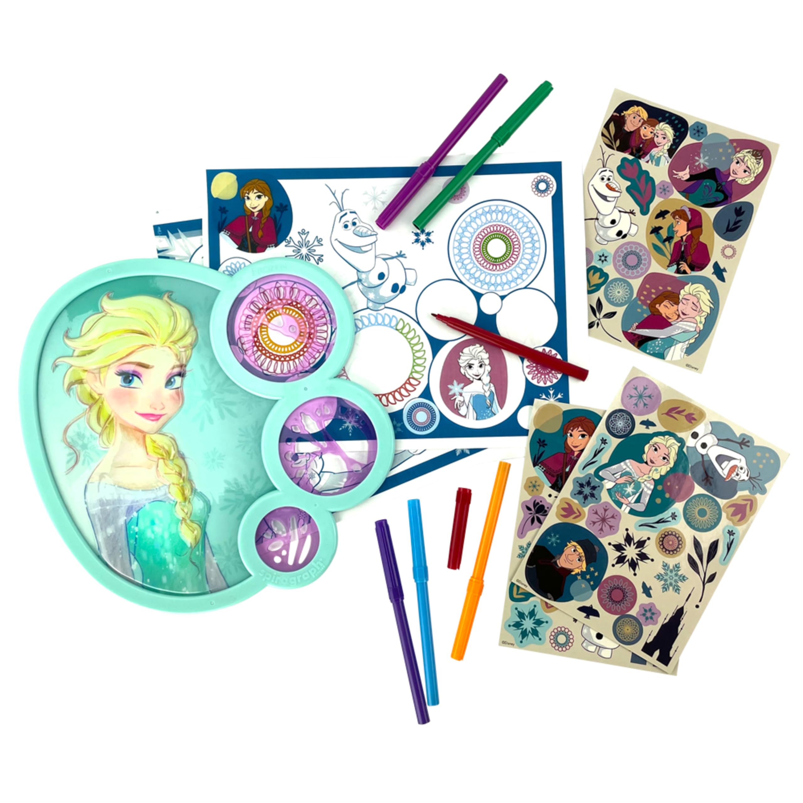 Frozen Spirograph Cyclex Drawing Kit for Kids - Creative Arts and Crafts Set with Spiral Art, Markers, Stickers & Design Sheets | Perfect for Birthday Gifts, Classroom Activities & DIY Frozen-Themed Projects (Ages 5+)