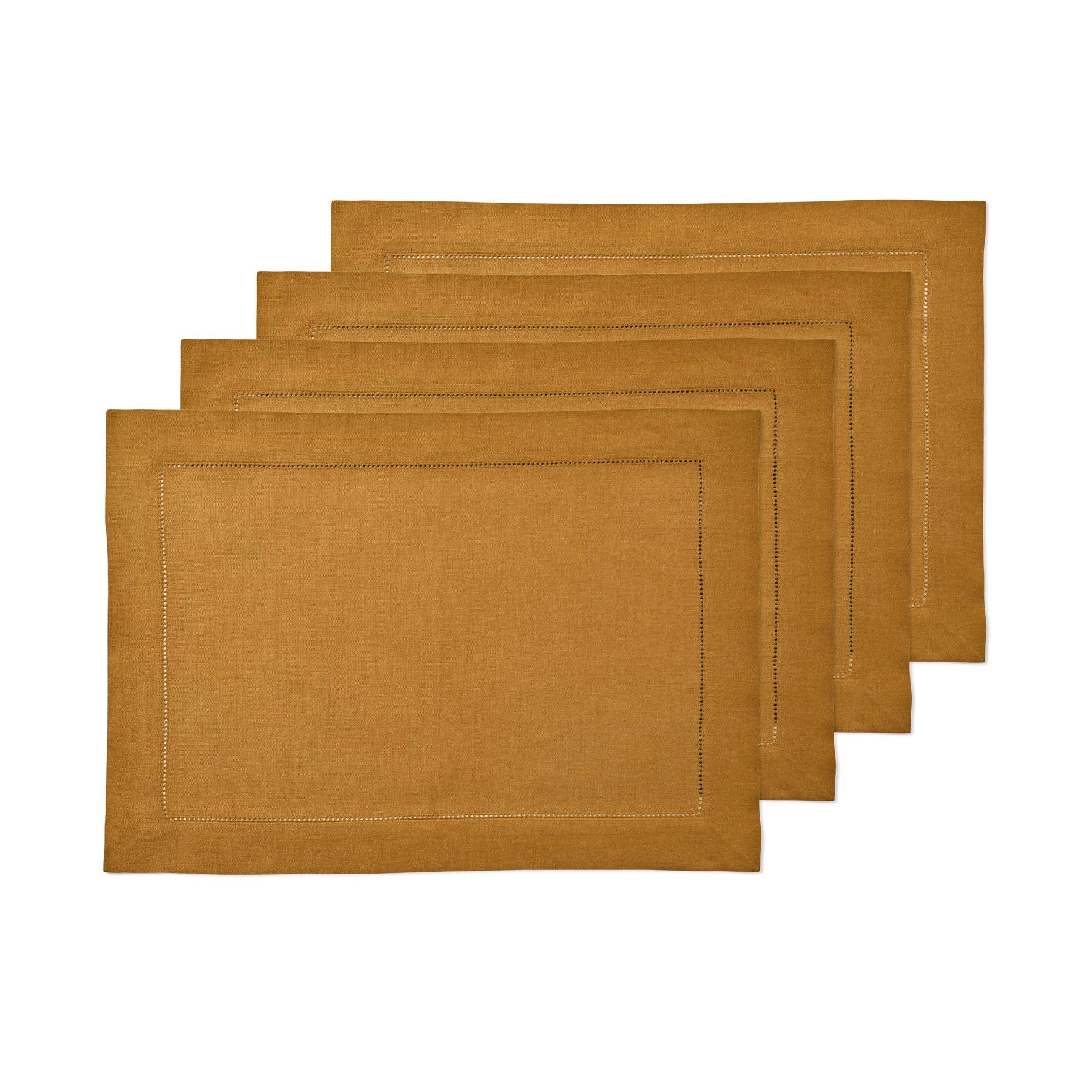 Elegant Classic Hemstitch Placemats Set of 4 - Premium Linen Table Mats for Dining Room Decor - Perfect for Thanksgiving, Christmas Dinner & Formal Entertaining