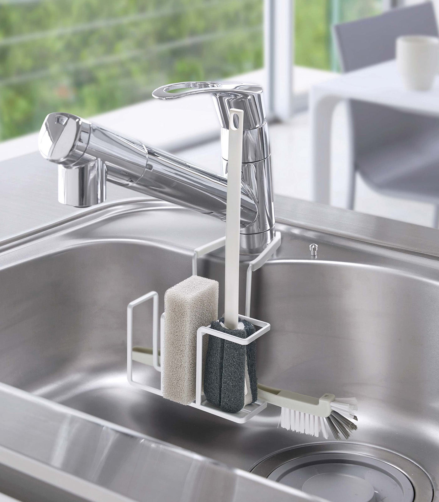 Stainless Steel Faucet Hanging Sponge & Brush Holder - Kitchen Sink Organizer for Dishwashing & Cleaning Tools - Perfect for Home, RV, and Office Use