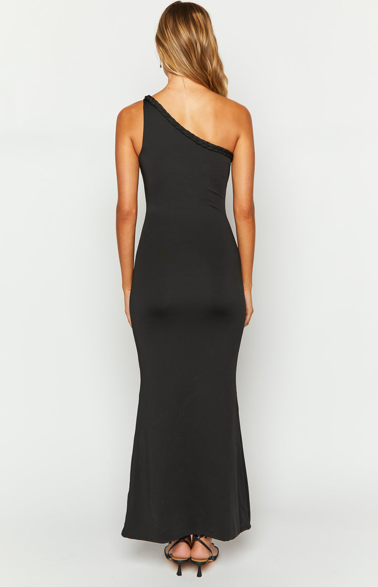 Elegant Alina Black One Shoulder Maxi Dress for Women - Perfect for Evening Parties, Weddings & Special Occasions