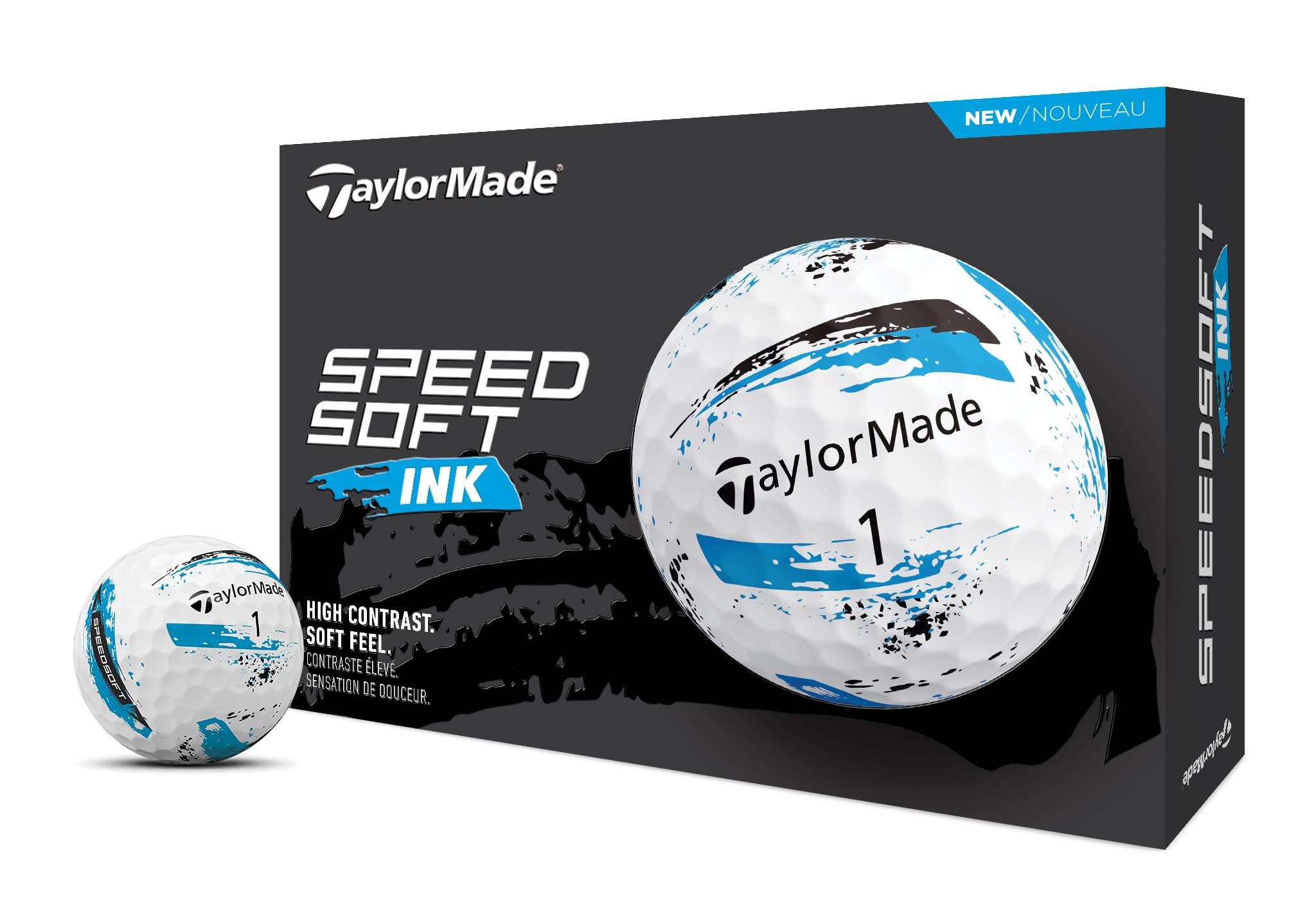 TaylorMade Speed Soft Ink Golf Balls - Premium High Performance Golf Balls for Distance & Control - Perfect for Practice, Tournaments & Casual Play