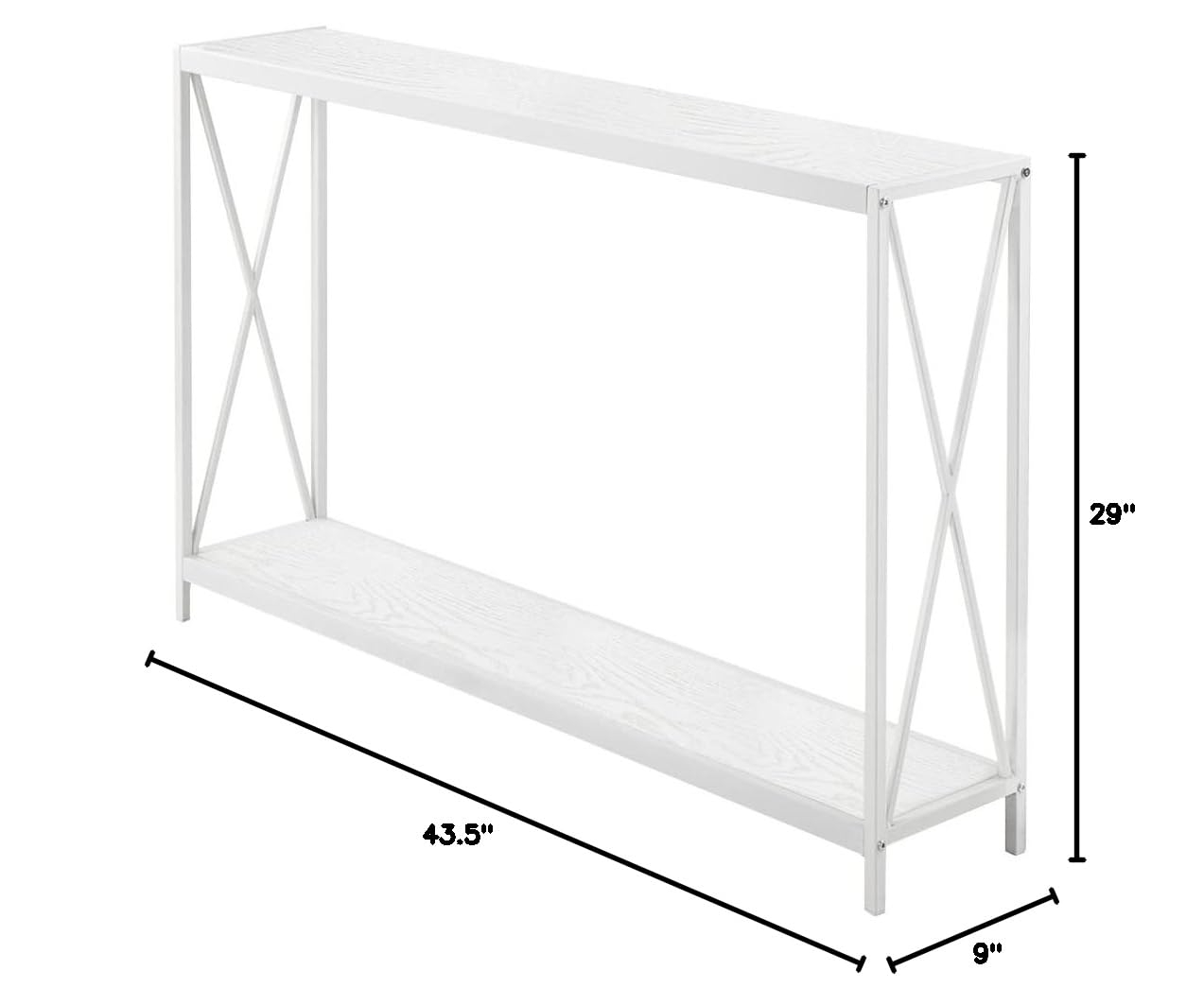 Rustic Console Table with Shelves - Wooden Sofa Table with Metal Frame, Narrow Entryway Table for Living Room, Hallway, Foyer | Perfect Behind Couch Table, Home Decor & Storage Solution