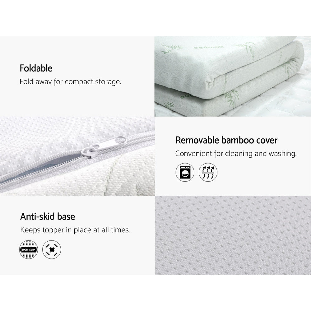Cool Gel Memory Foam Mattress Topper with Bamboo Cover - 8cm King Size - Pressure Relief for Back Pain - Perfect for Hot Sleepers & Bedroom Comfort Upgrade