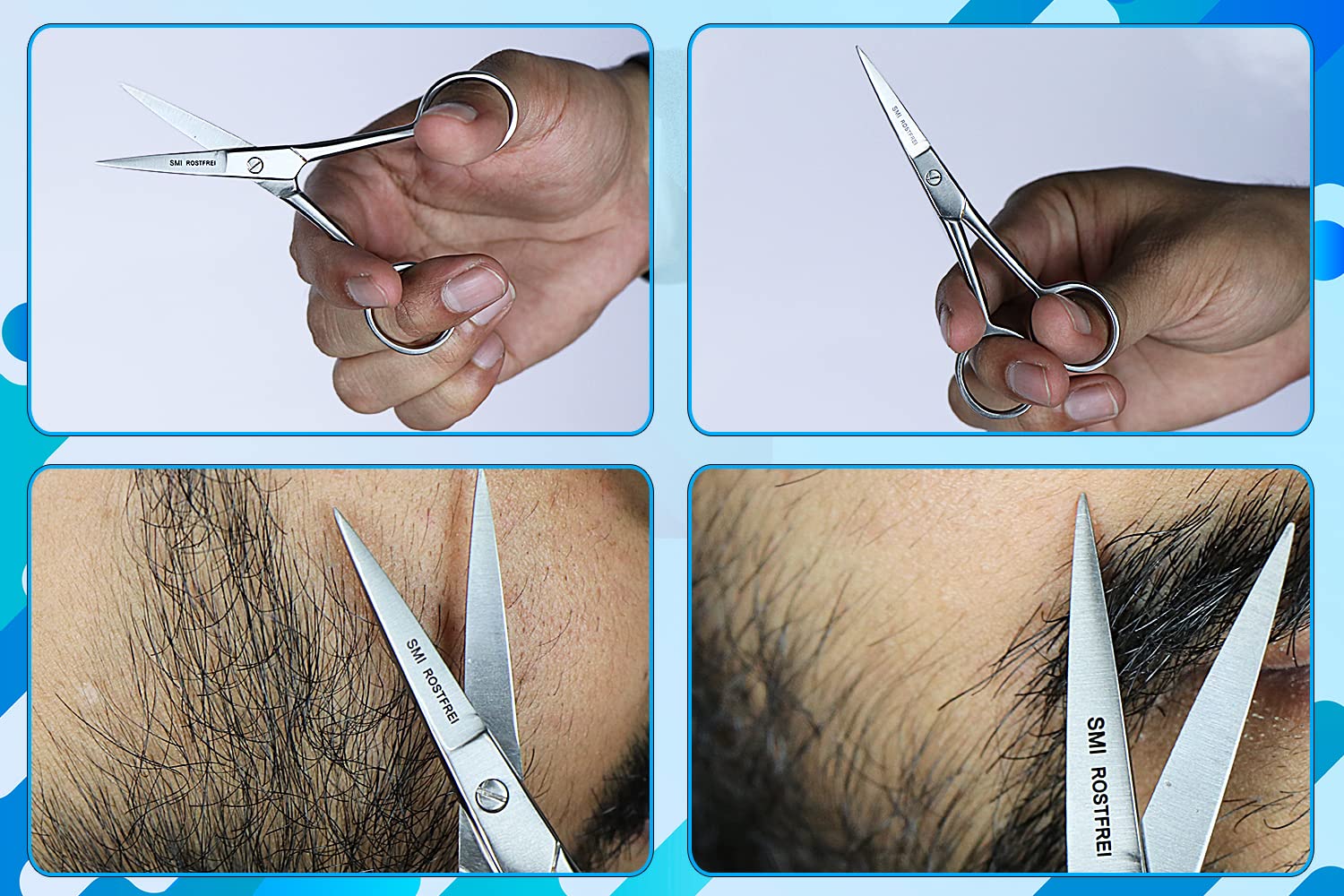 Professional Stainless Steel Beard & Mustache Scissors for Men - Precision Grooming Kit with Travel Case - Eyebrow & Facial Hair Trimming Scissors for Men and Women - Perfect for Home, Travel & Salon Use