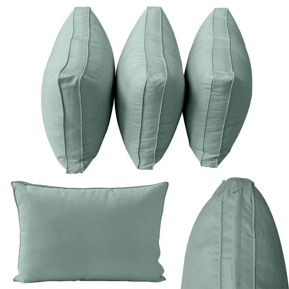 Prolinemax Outdoor Style 3 Twin-XL Piped Trim Daybed Mattress Bolster Pillow Fitted Cover Set - Waterproof & Breathable Fabric for Patio, Sunroom, or Guest Room (AD002)