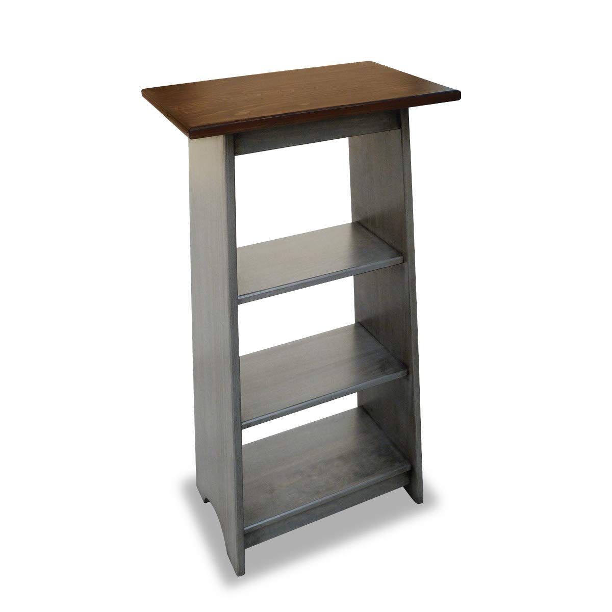 Slim End Table for Small Spaces - Durable Narrow Accent Table for Bedroom & Living Room | Modern Apartment Decor with Extra Shelves | Perfect as Lamp Stand or Bedside Table (Large, Pewter) - Ideal for Studio Apartments, Dorms & Cozy Home Decor