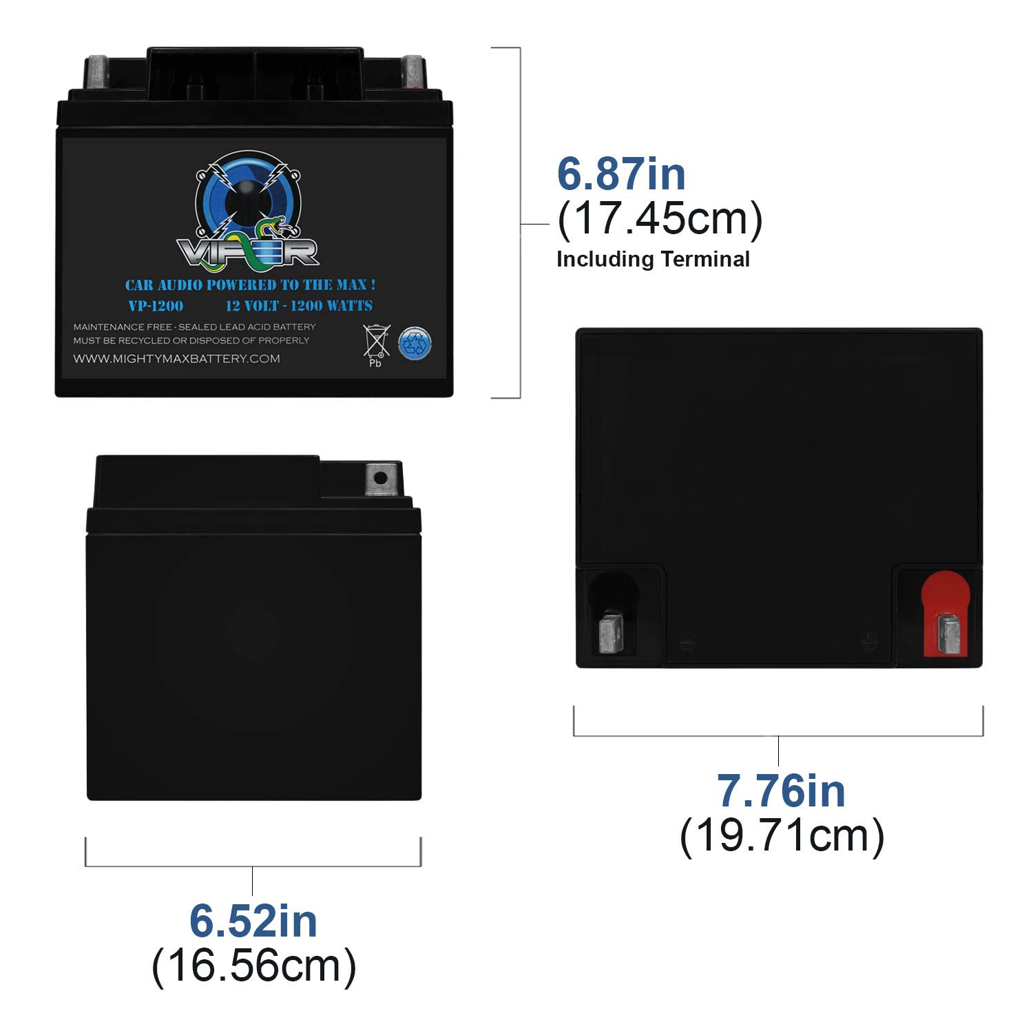 Mighty Max Battery Viper VP-1200 12V 1200 Watt High Performance Power Cell Battery with Terminal Hardware - Perfect for Marine, RV, Solar Systems and Emergency Power Backup