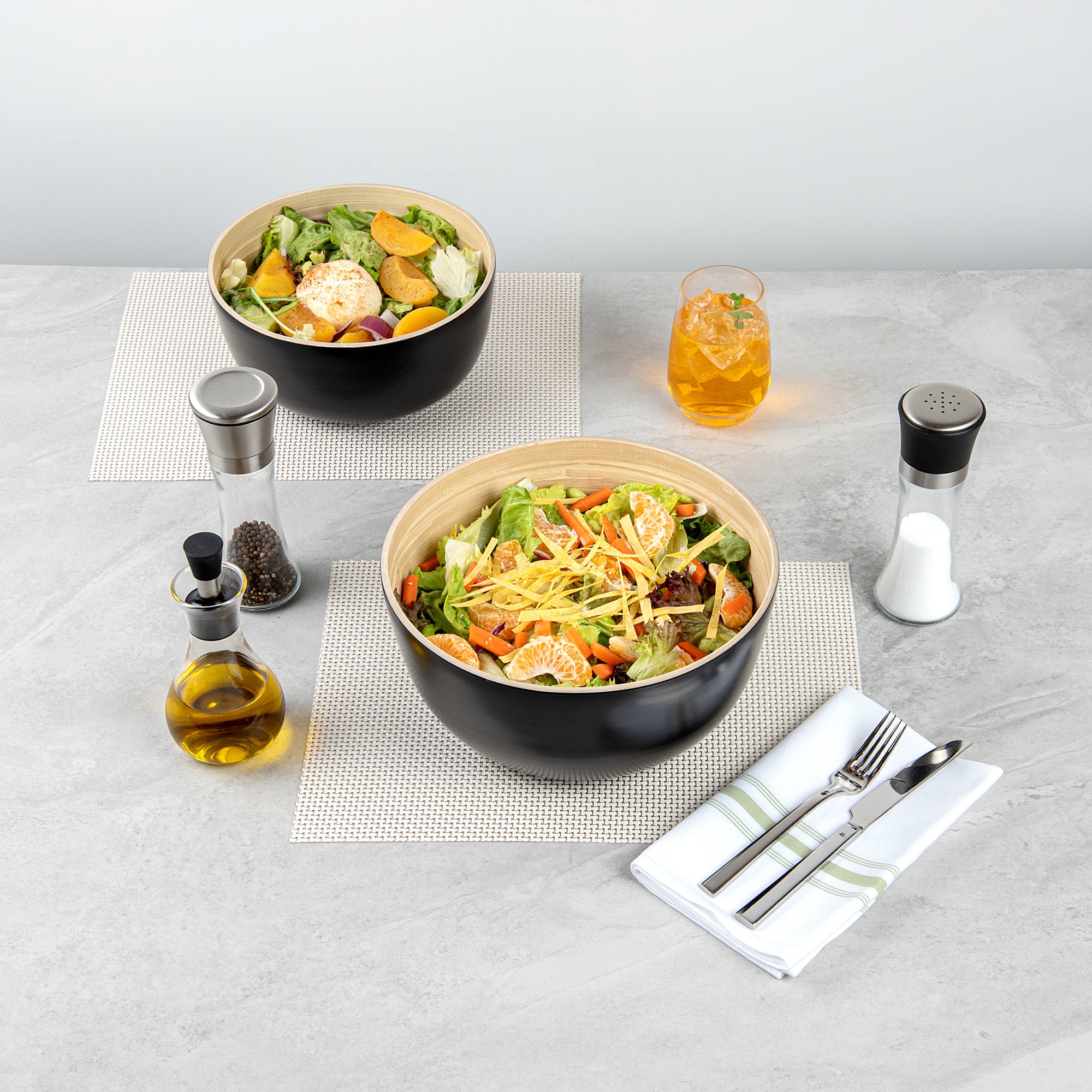 Bambuddha 30 oz Round Black Spun Bamboo Large Salad Bowl - 11 x 11 x 5.5 Inches - Perfect for Serving Salads, Pasta, Fruits & Party Snacks - Eco-Friendly Kitchenware (1 Count)