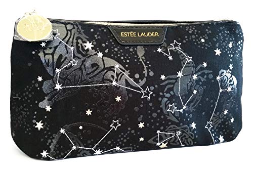 Estee Lauder Zodiac Constellation Travel Makeup Bag - Black with White Stars for Cosmetic Storage | Perfect for Travel, Gym & Everyday Use