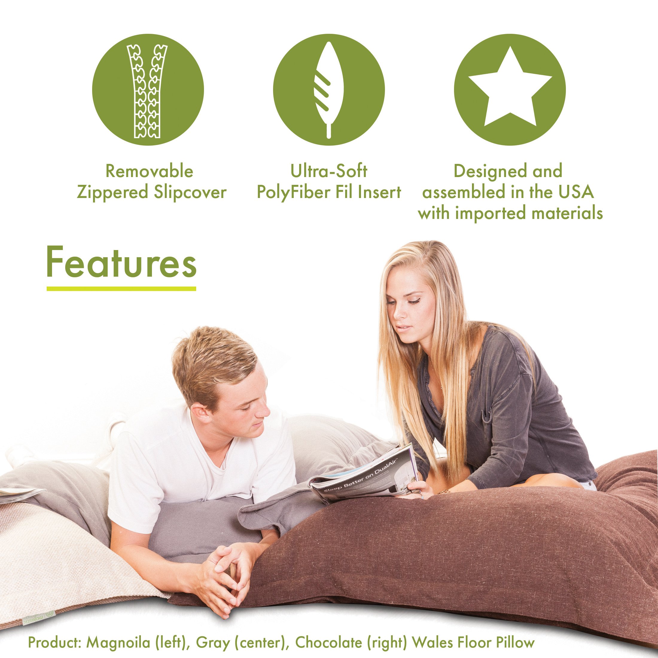 Majestic Home Goods Villa Floor Pillow - Soft & Comfortable Large Floor Cushion for Living Room, Bedroom, or Nursery - Perfect for Lounging, Reading, and Relaxing - Apple Design