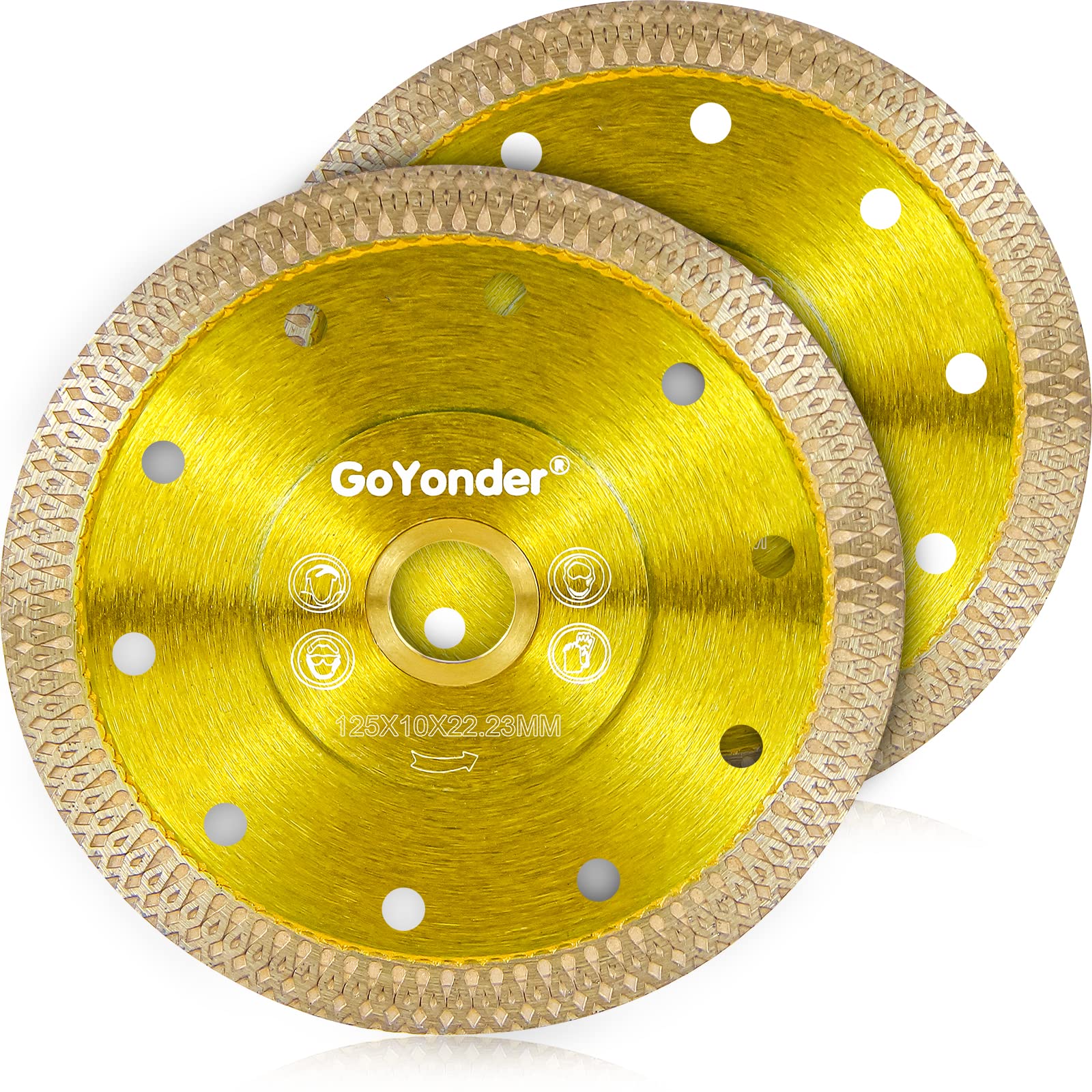 GoYonder 5-Inch Diamond Tile Blade for Angle Grinder - Ultra Thin Wet/Dry Cutting Disc for Ceramic, Porcelain, Granite, Marble & Stone - Perfect for DIY Projects, Home Renovation & Professional Tile Installation (Golden, 5