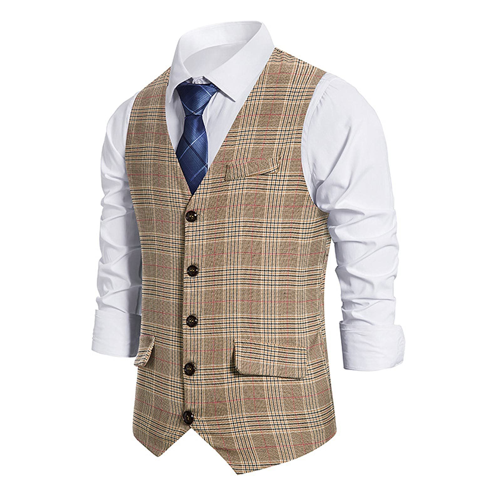 Men's Pink Dress Vest - Retro Single-Breasted Suit Vest for Autumn & Winter | Casual Office Wear, Wedding Attire, and Formal Occasions