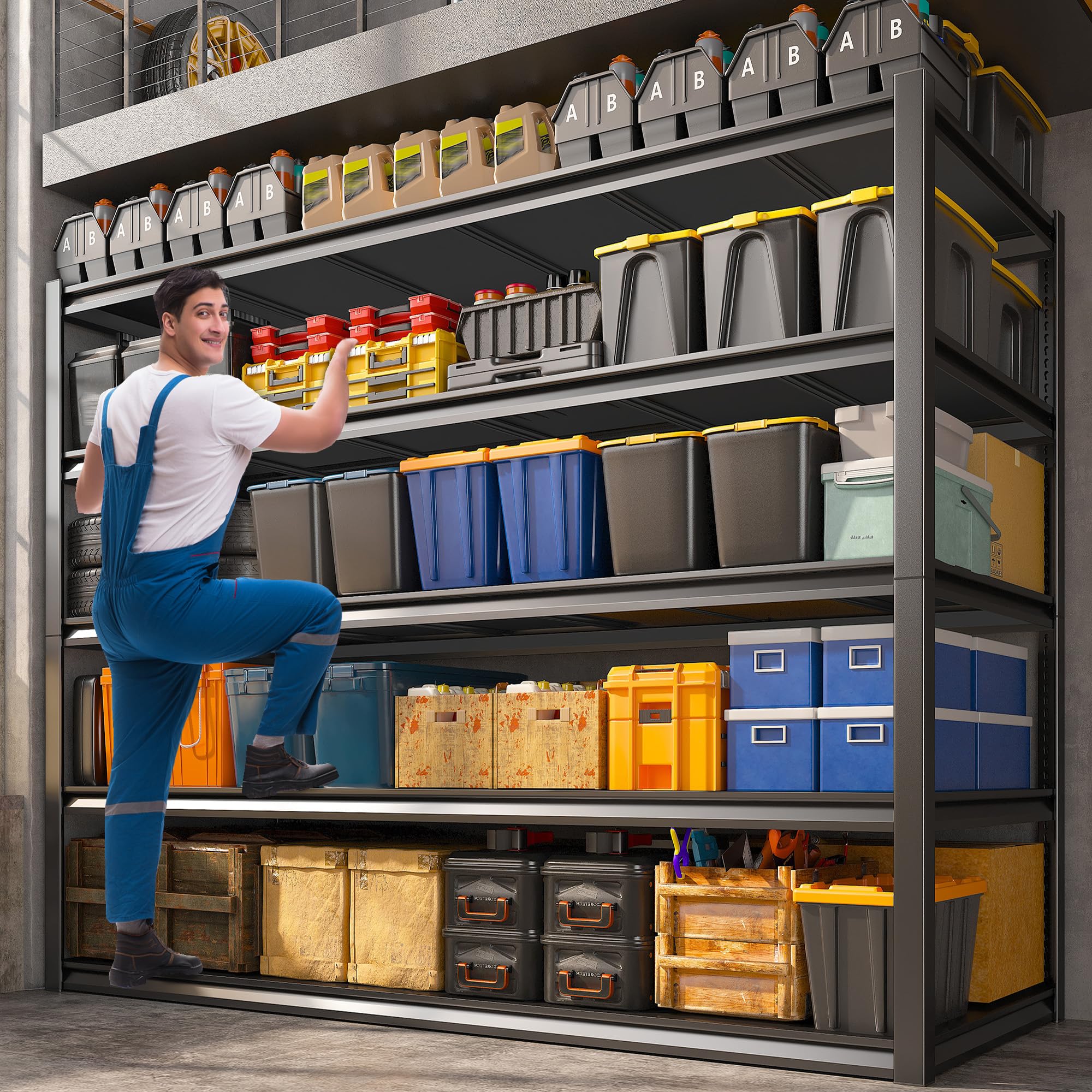 REIBII Heavy Duty Adjustable Metal Shelving Unit 72.2