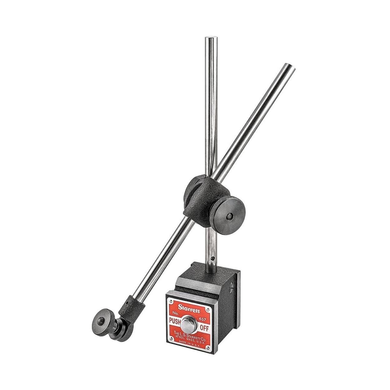 Starrett 657D Magnetic Base Indicator Holder with Precision Ground Base, Upright Post, Swivel Post & Gage Rod - Perfect for Machining, Metalworking & Precision Measurement